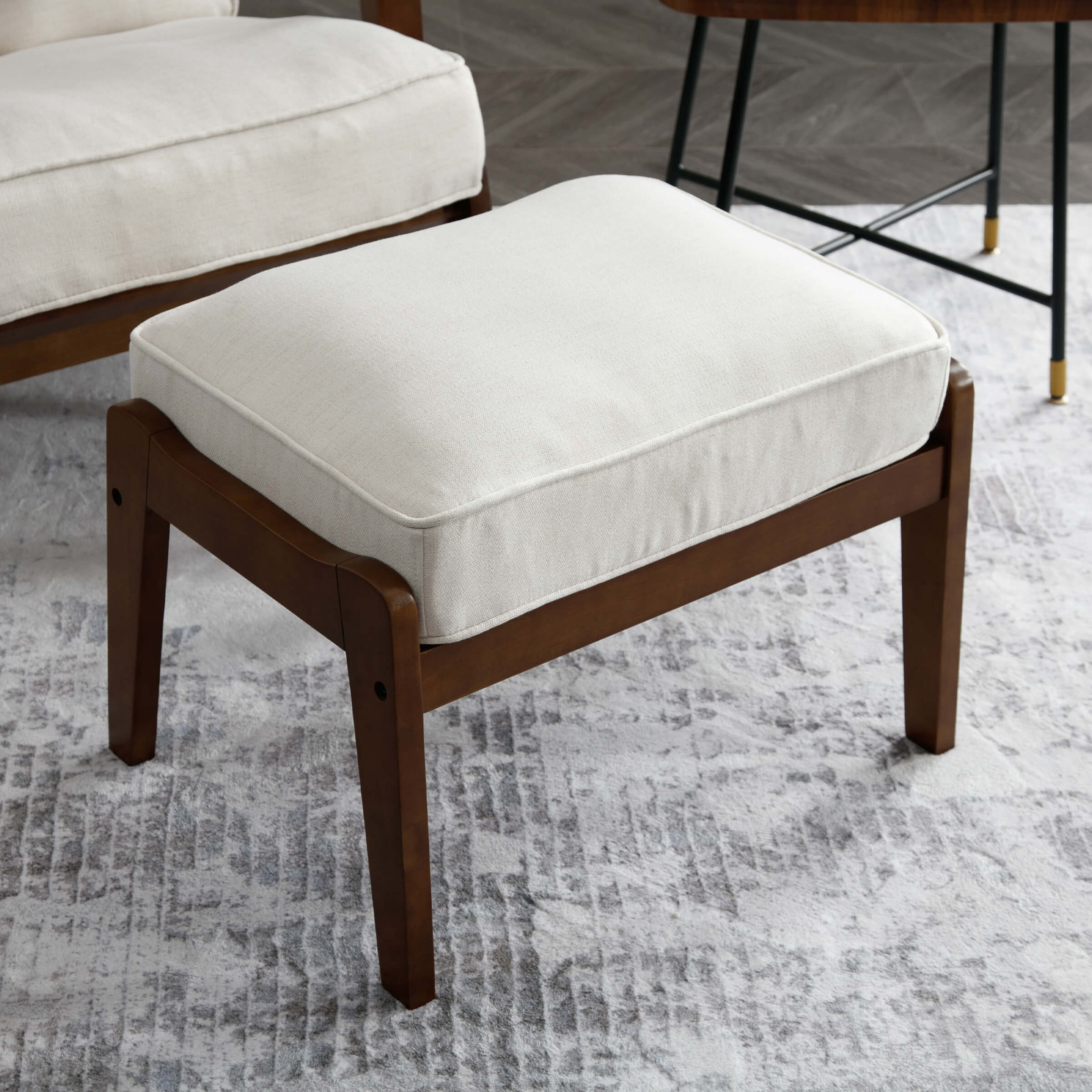 ROCITY Mid-Century Upholstered Armchair with Ottoman - 3649AO