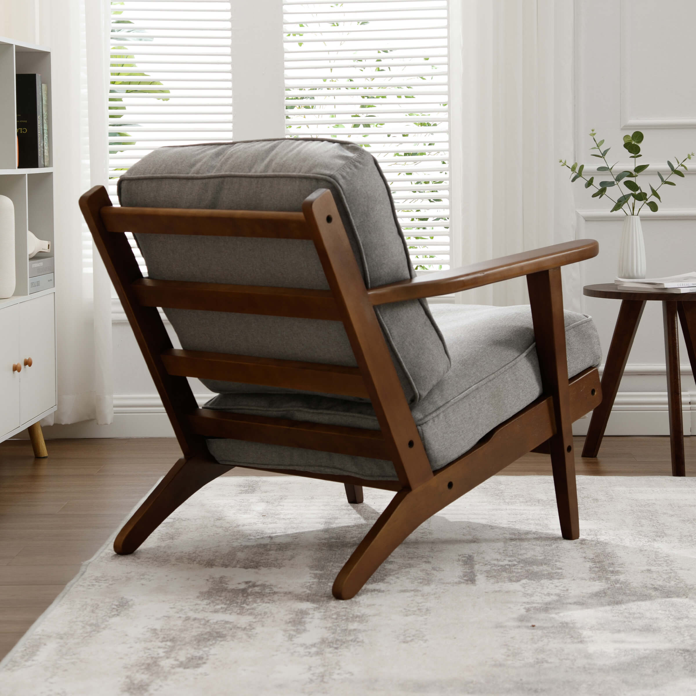 ROCITY Mid-Century Upholstered Armchair with Ottoman - 3649AO