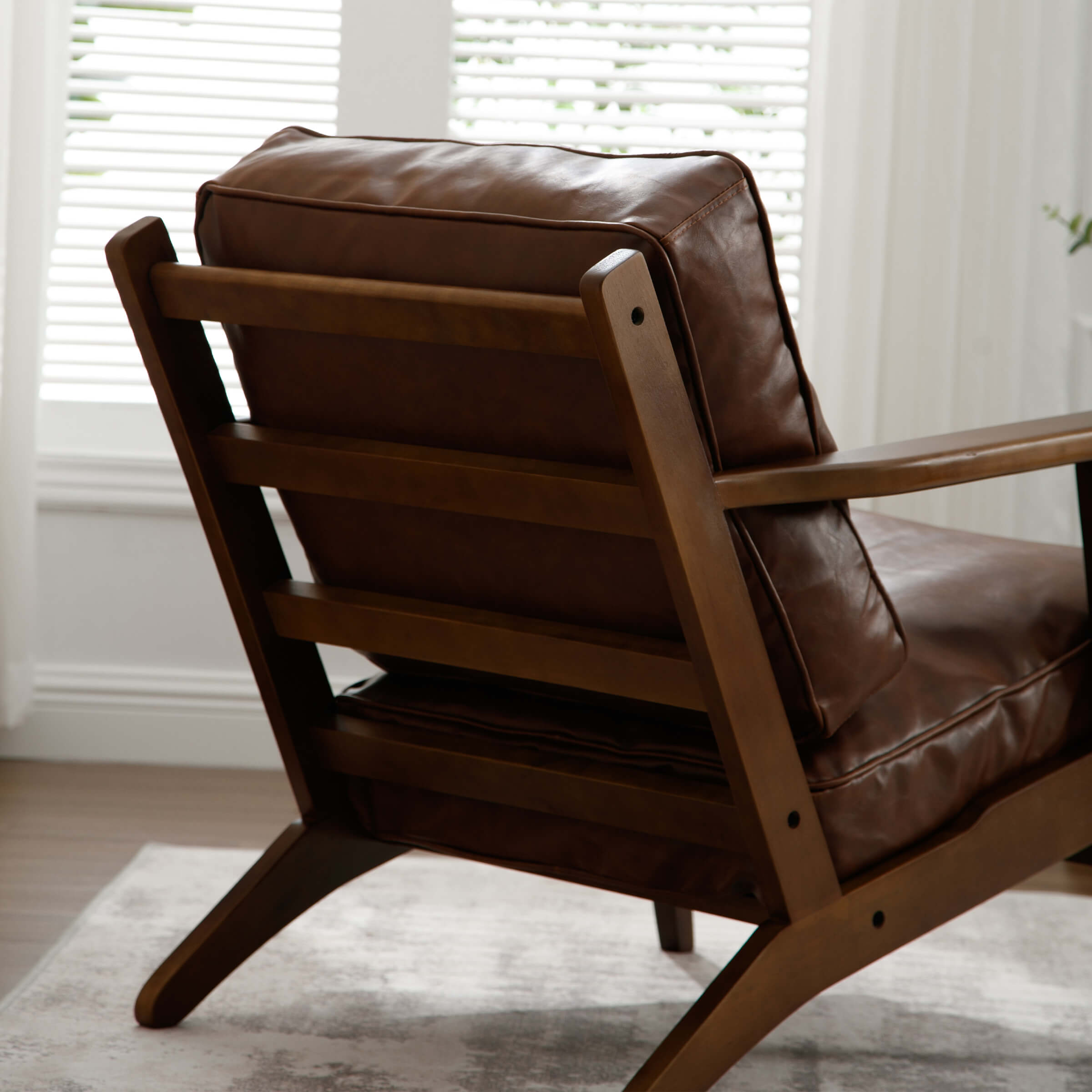 ROCITY Mid-Century Upholstered Armchair with Ottoman - 3649AO