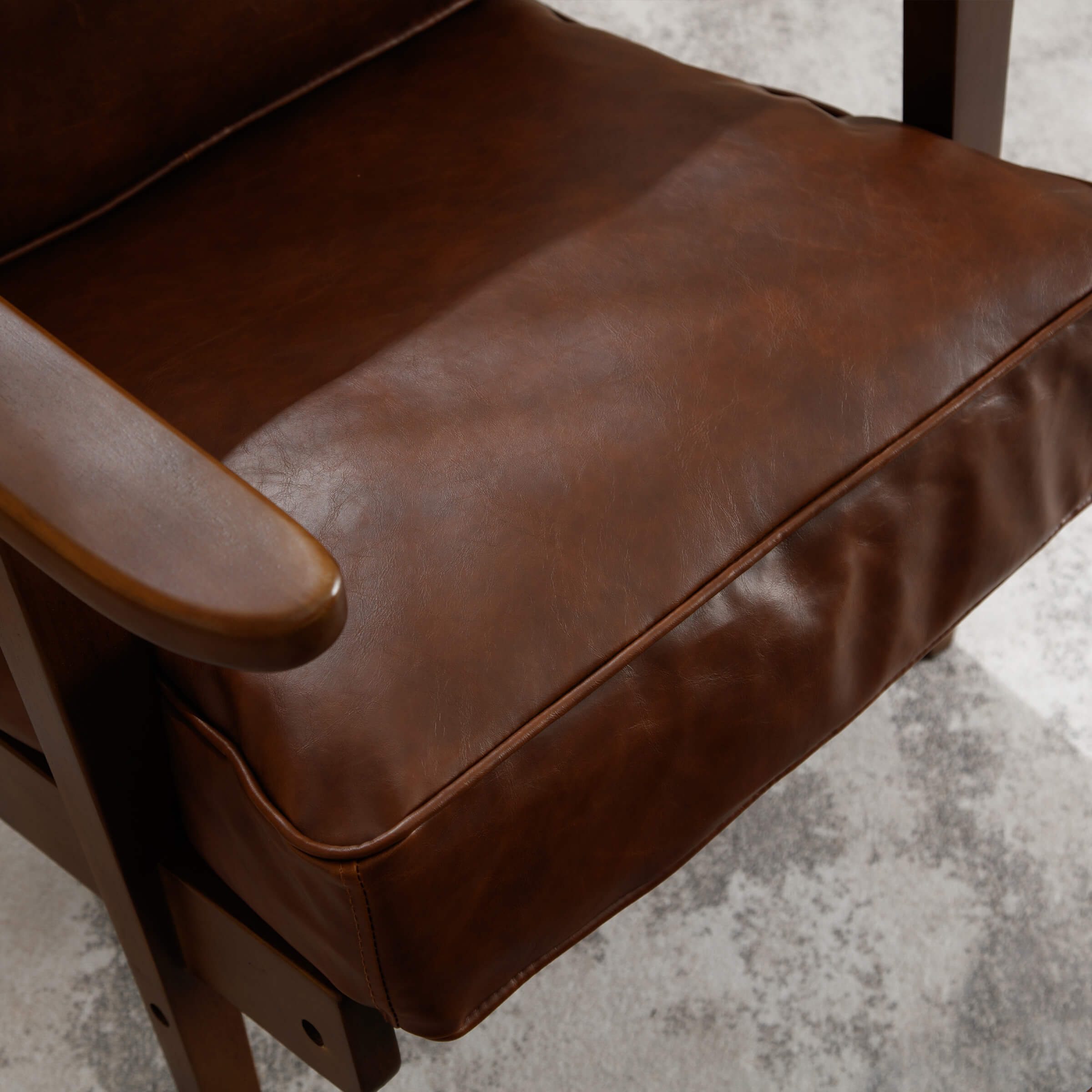 ROCITY Mid-Century Upholstered Armchair with Ottoman - 3649AO