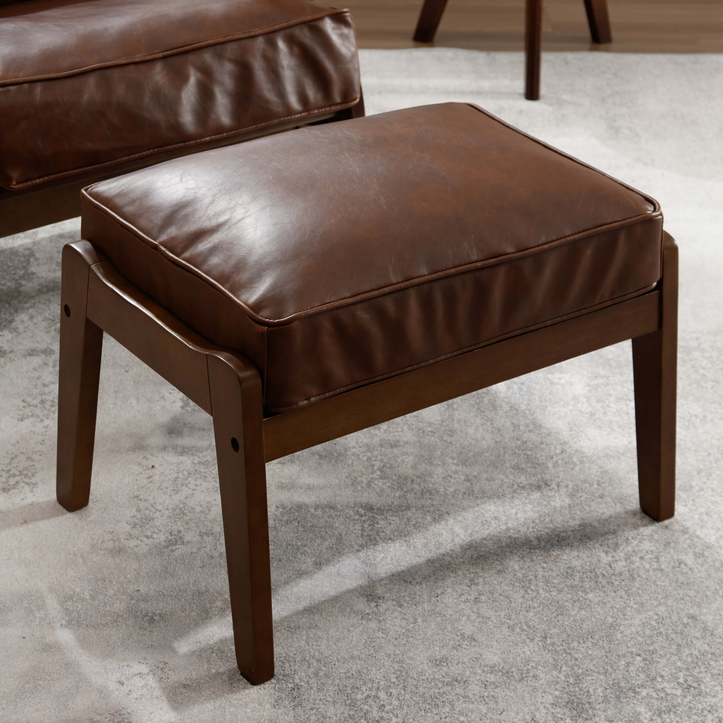 ROCITY Mid-Century Upholstered Armchair with Ottoman - 3649AO