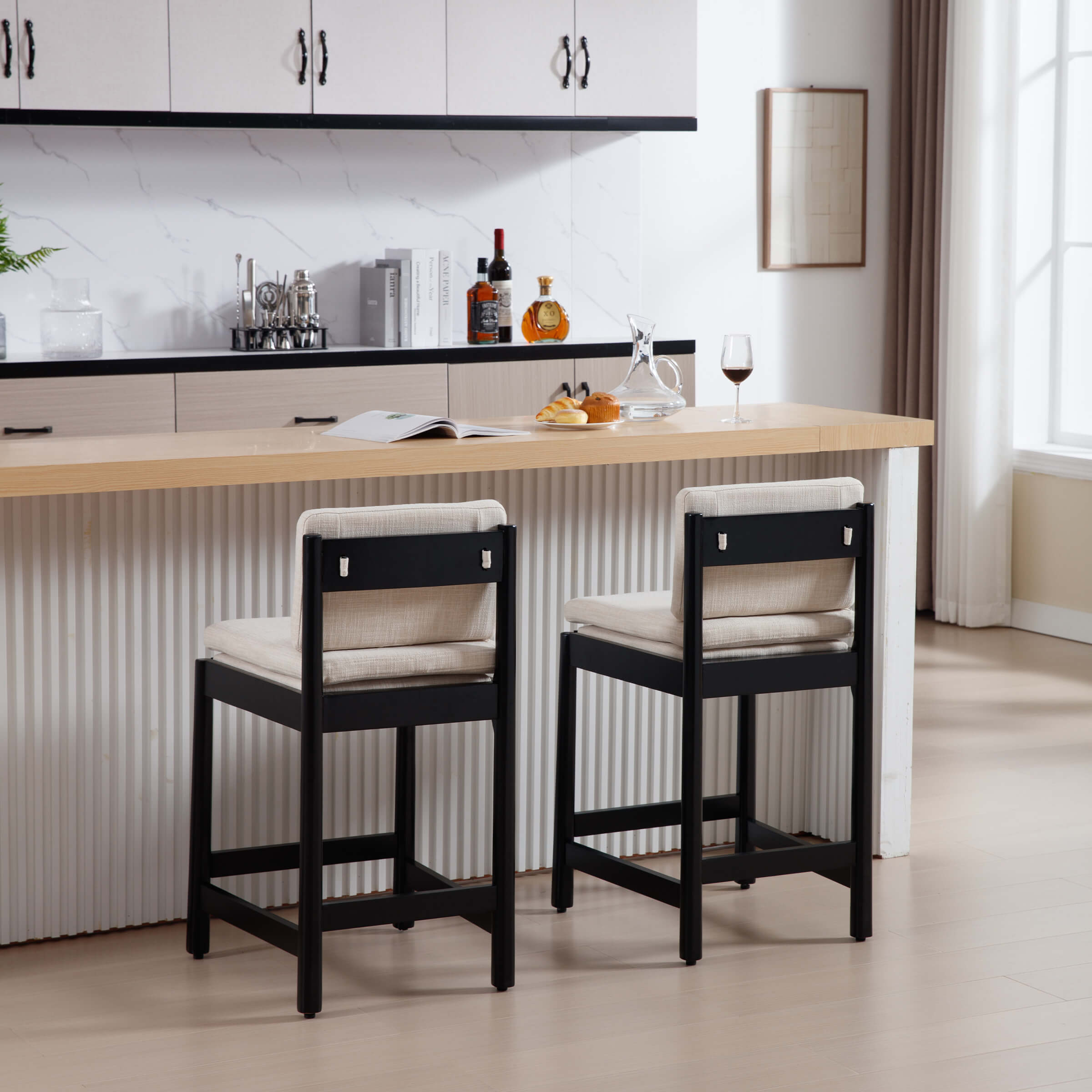 ROCITY 26"H Farmhouse Wood Counter Stools Set of 2 - 5761CS