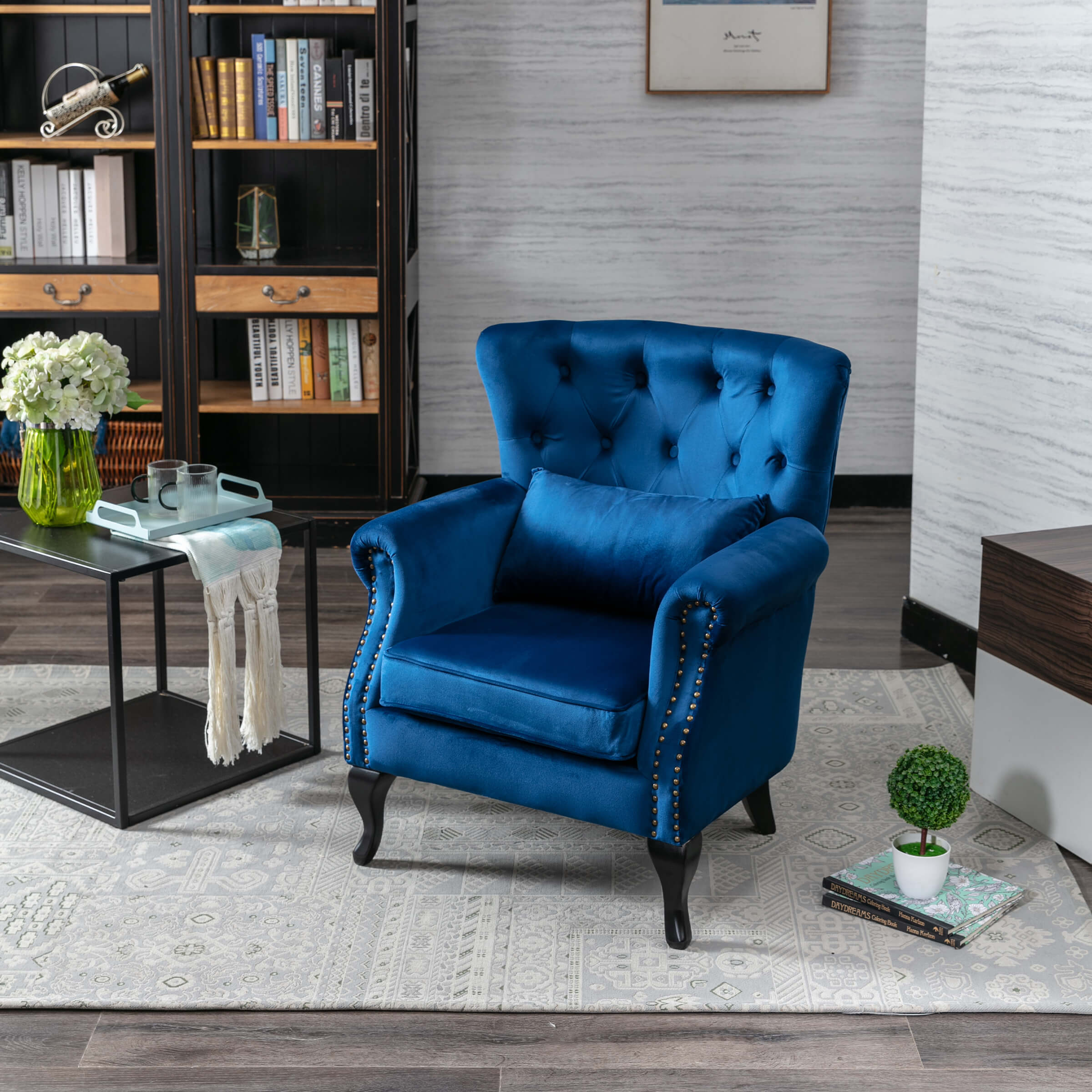 Kmax Wingback Tufted Accent Chair with Ottoman - XXX1AC