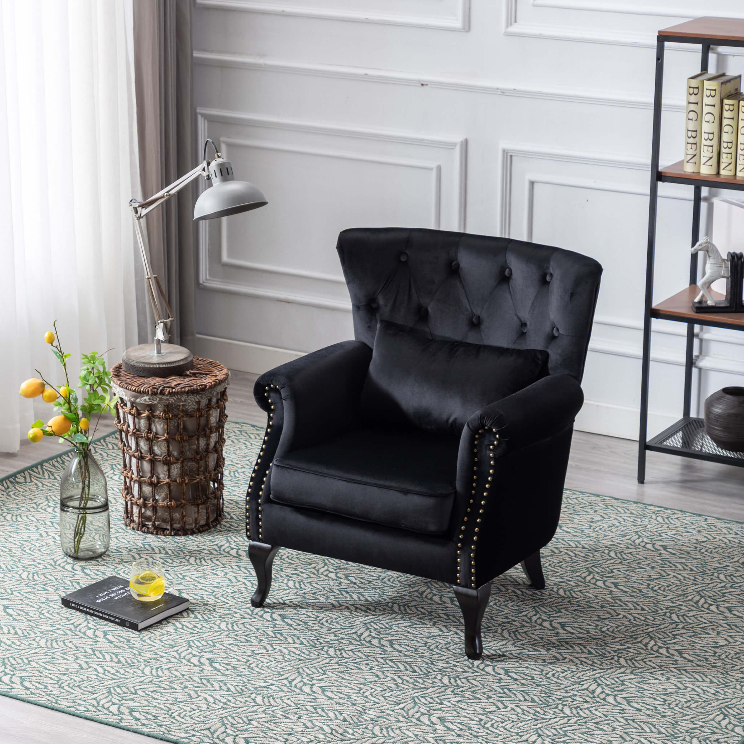 Kmax Wingback Tufted Accent Chair with Ottoman - XXX1AC