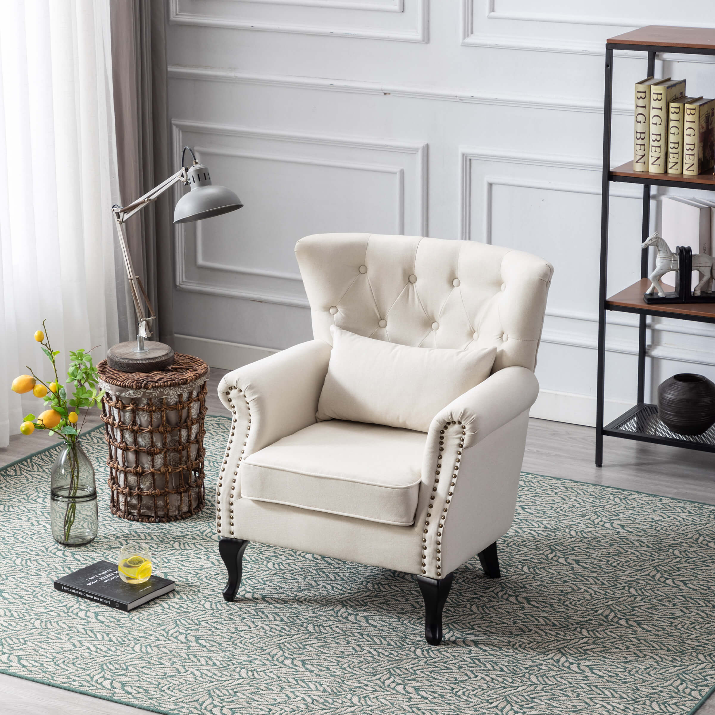 Kmax Wingback Tufted Accent Chair with Ottoman - XXX1AC