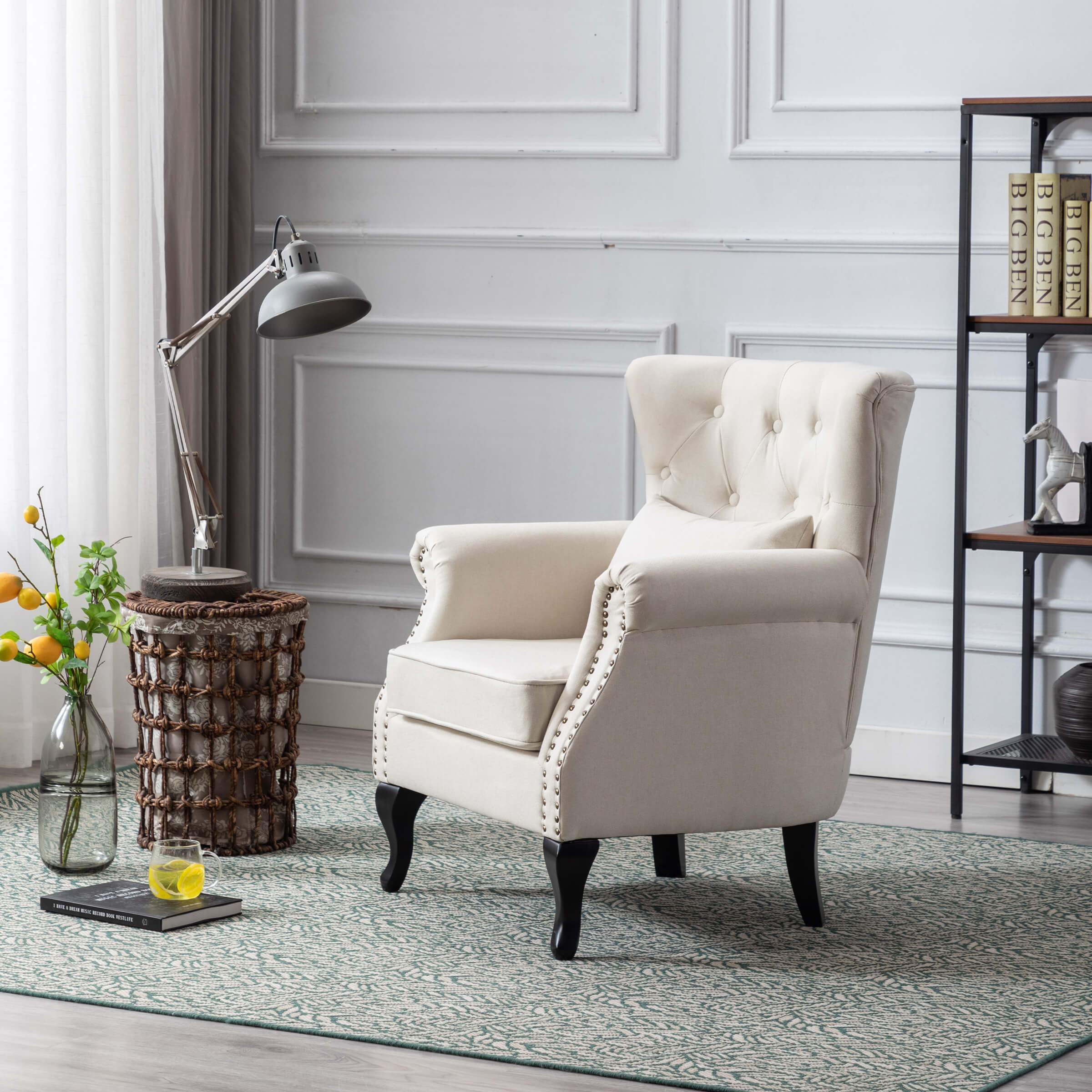 Kmax Wingback Tufted Accent Chair with Ottoman - XXX1AC