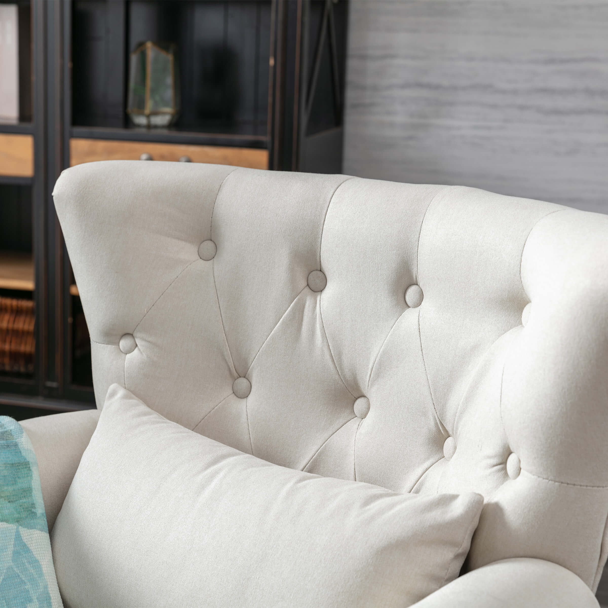 Kmax Wingback Tufted Accent Chair with Ottoman - XXX1AC