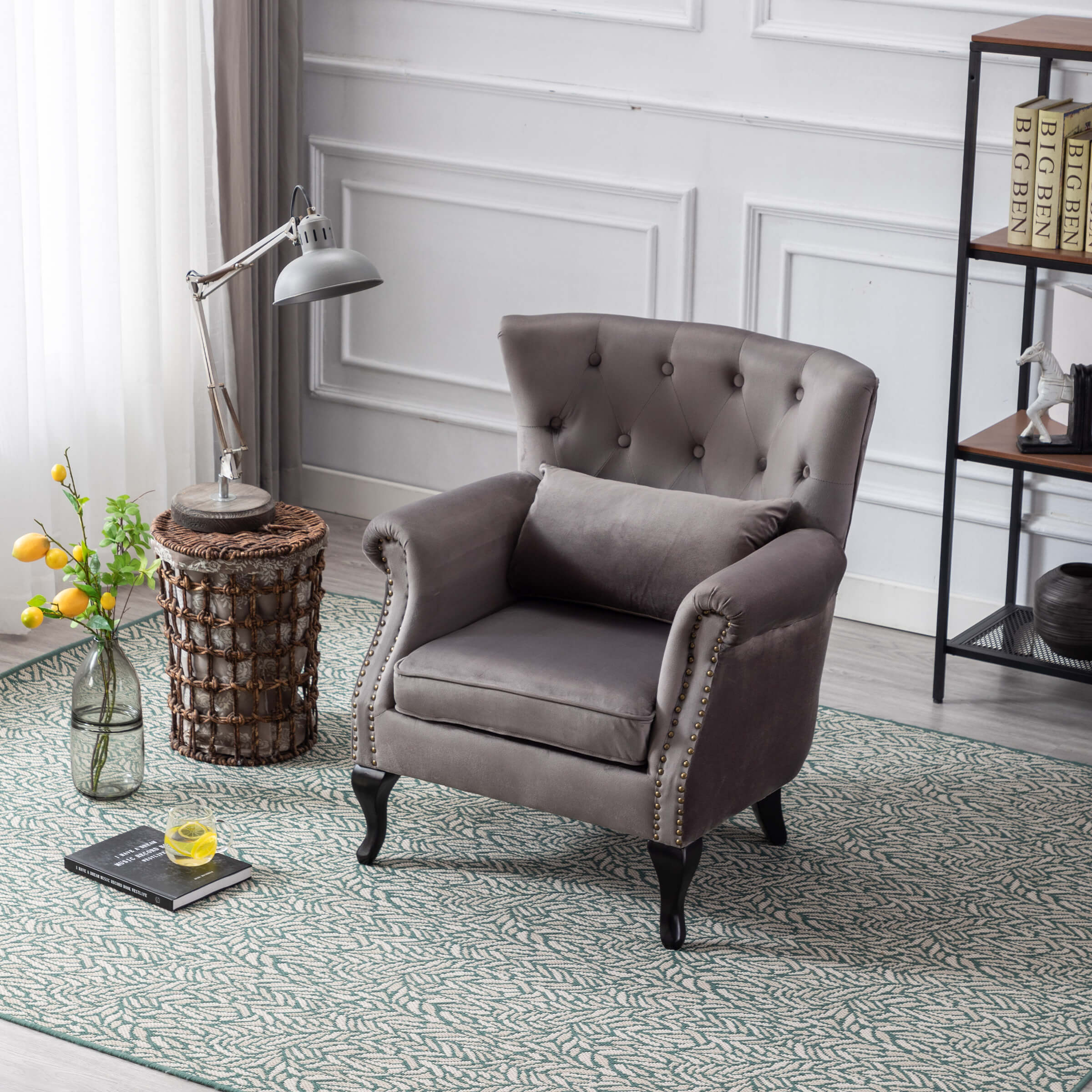 Kmax Wingback Tufted Accent Chair with Ottoman - XXX1AC