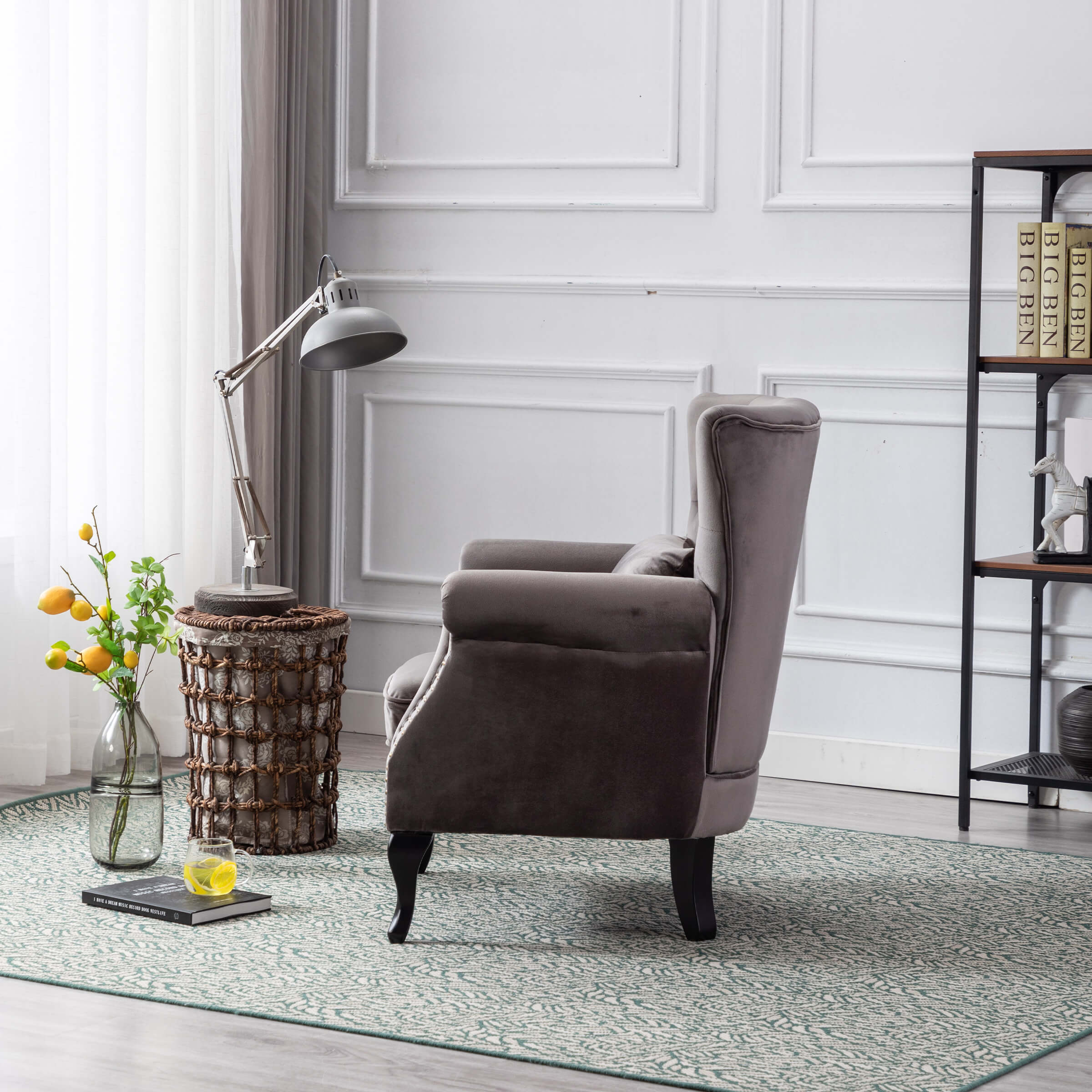 Kmax Wingback Tufted Accent Chair with Ottoman - XXX1AC