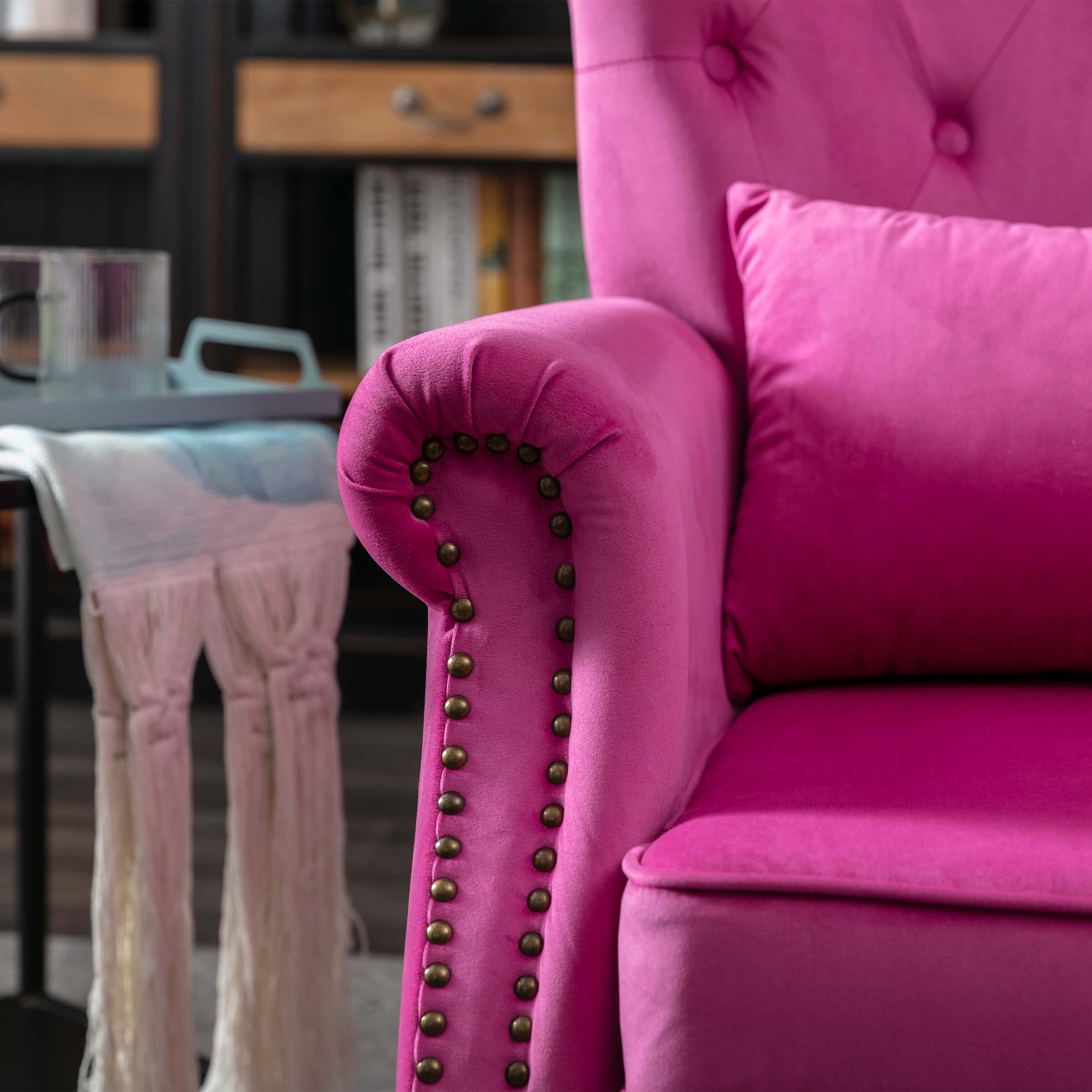 Kmax Wingback Tufted Accent Chair with Ottoman - XXX1AC