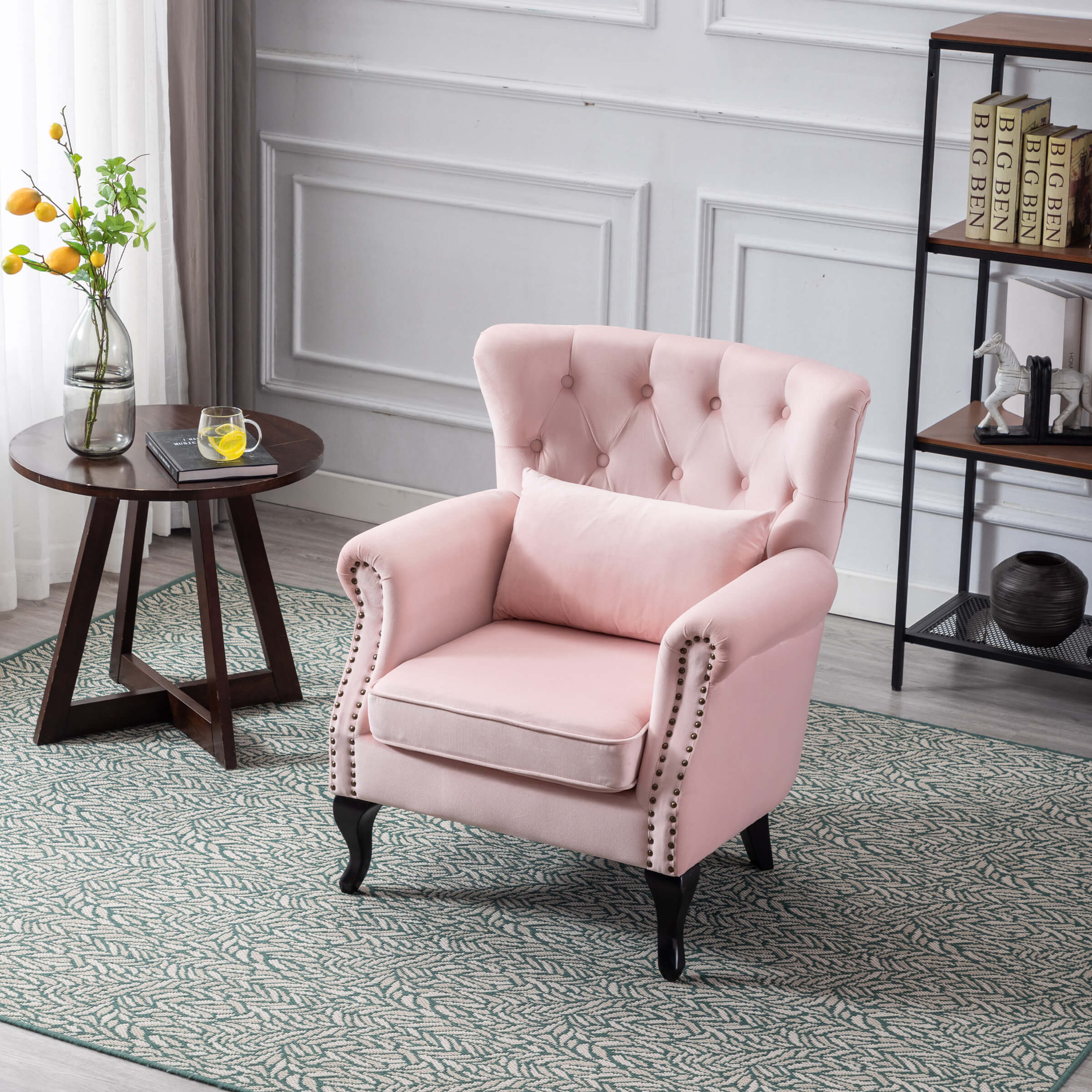 Kmax Wingback Tufted Accent Chair with Ottoman - XXX1AC