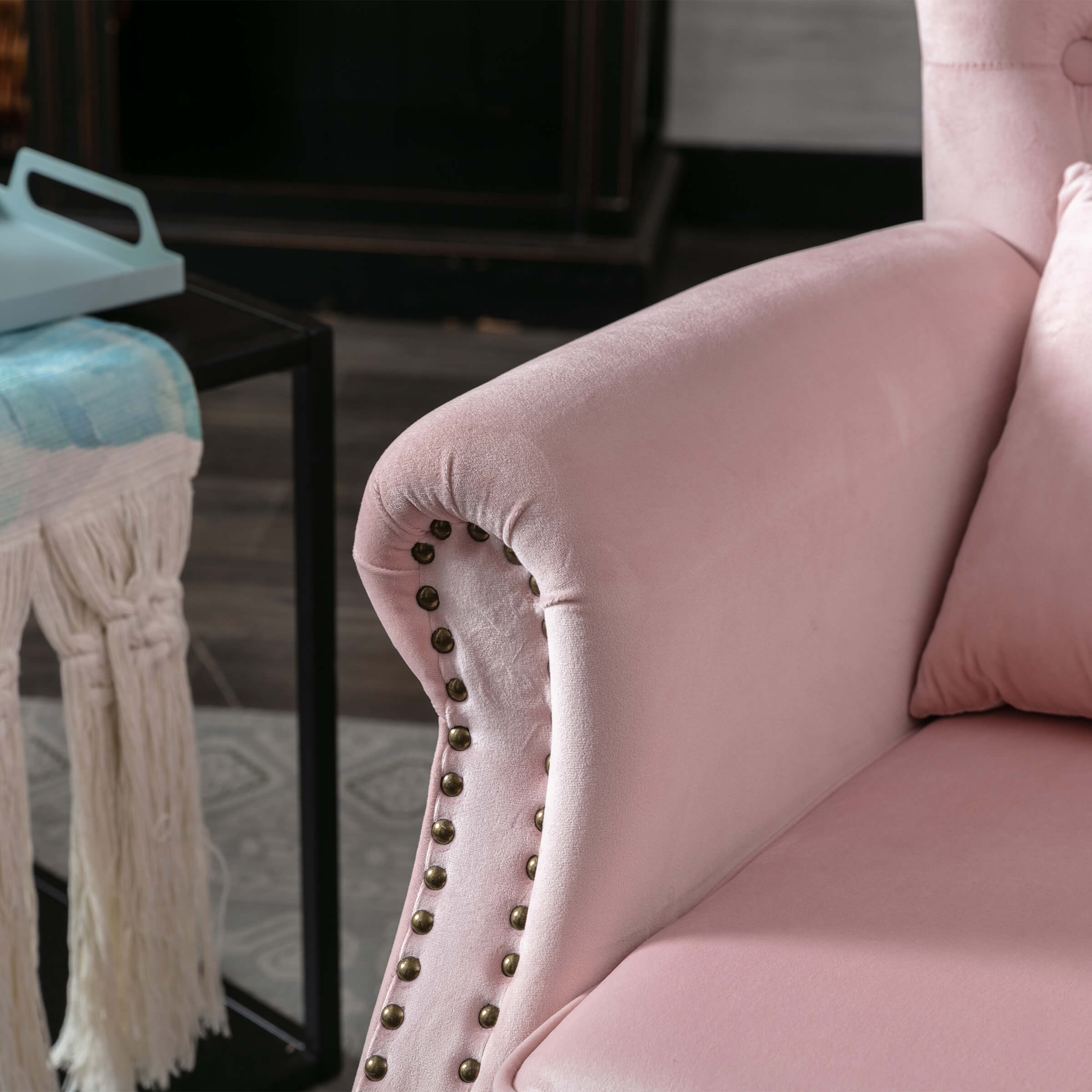 Kmax Wingback Tufted Accent Chair with Ottoman - XXX1AC