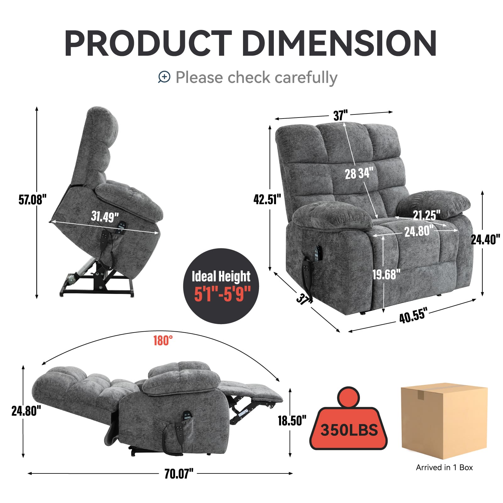 Oversized German Dual Motor Electric Massage Heat Power Lift Recliner Chair