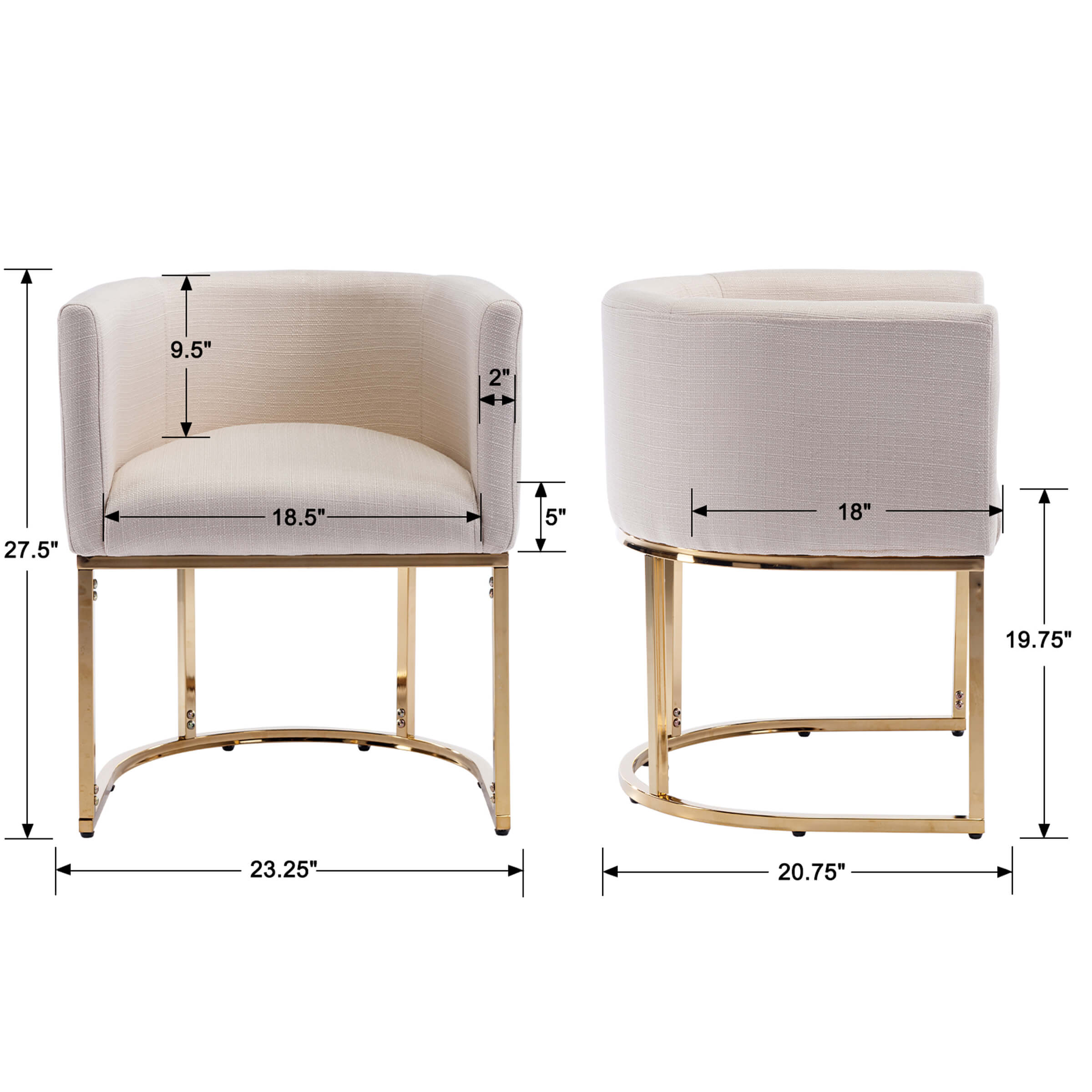 VESCASA Barrel Back Upholstered Dining Chair 1PCS - 1869DC