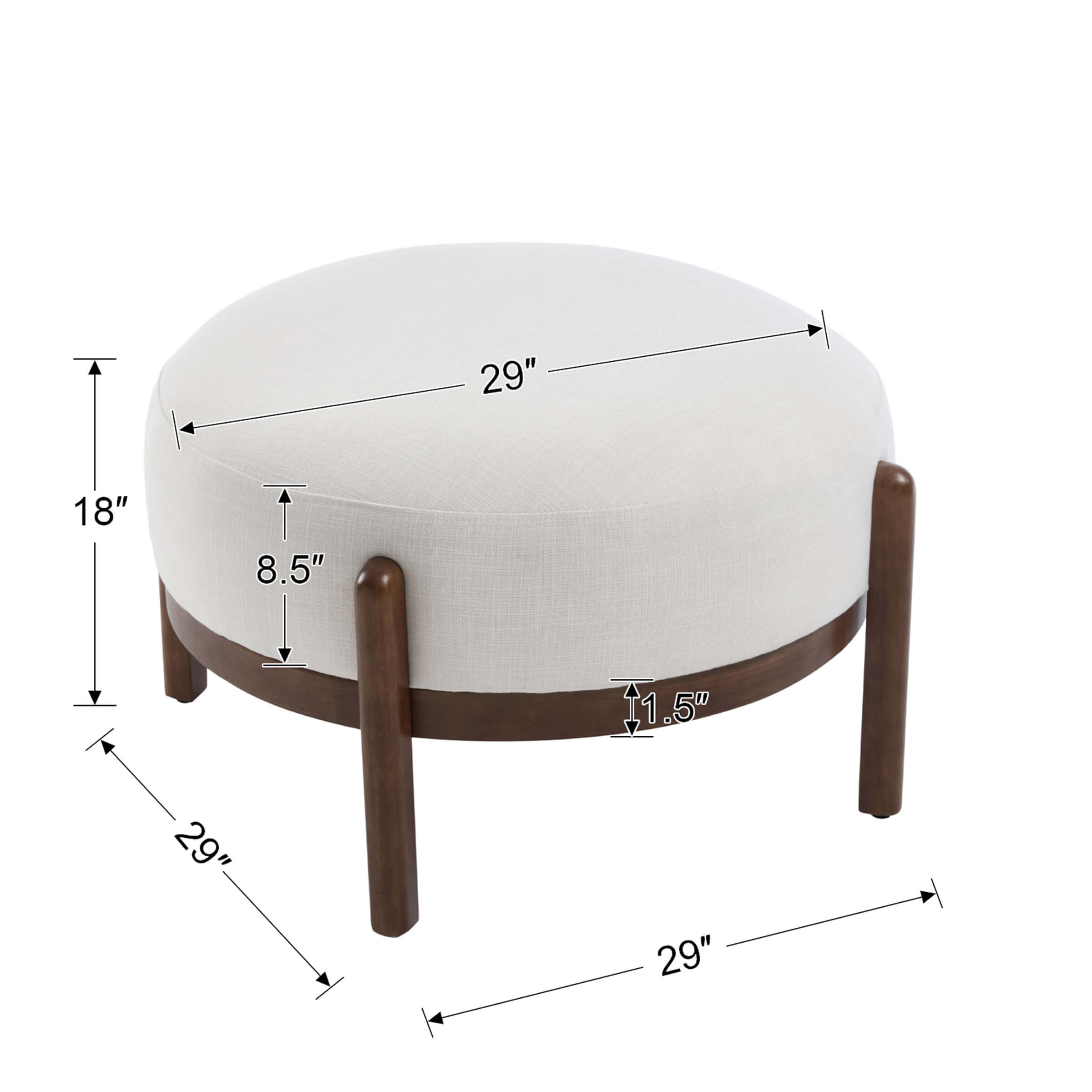 Modern Soft Ottoman with Wood Legs - 2673OT