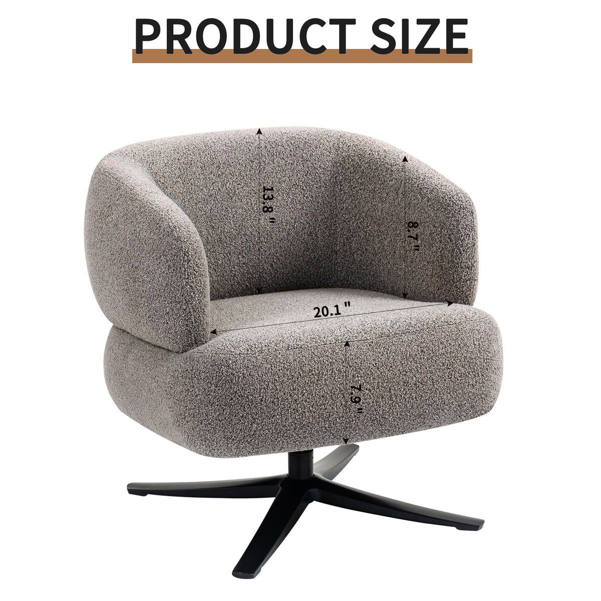 Modern 360° Swivel Grey Cuddle Accent Chair