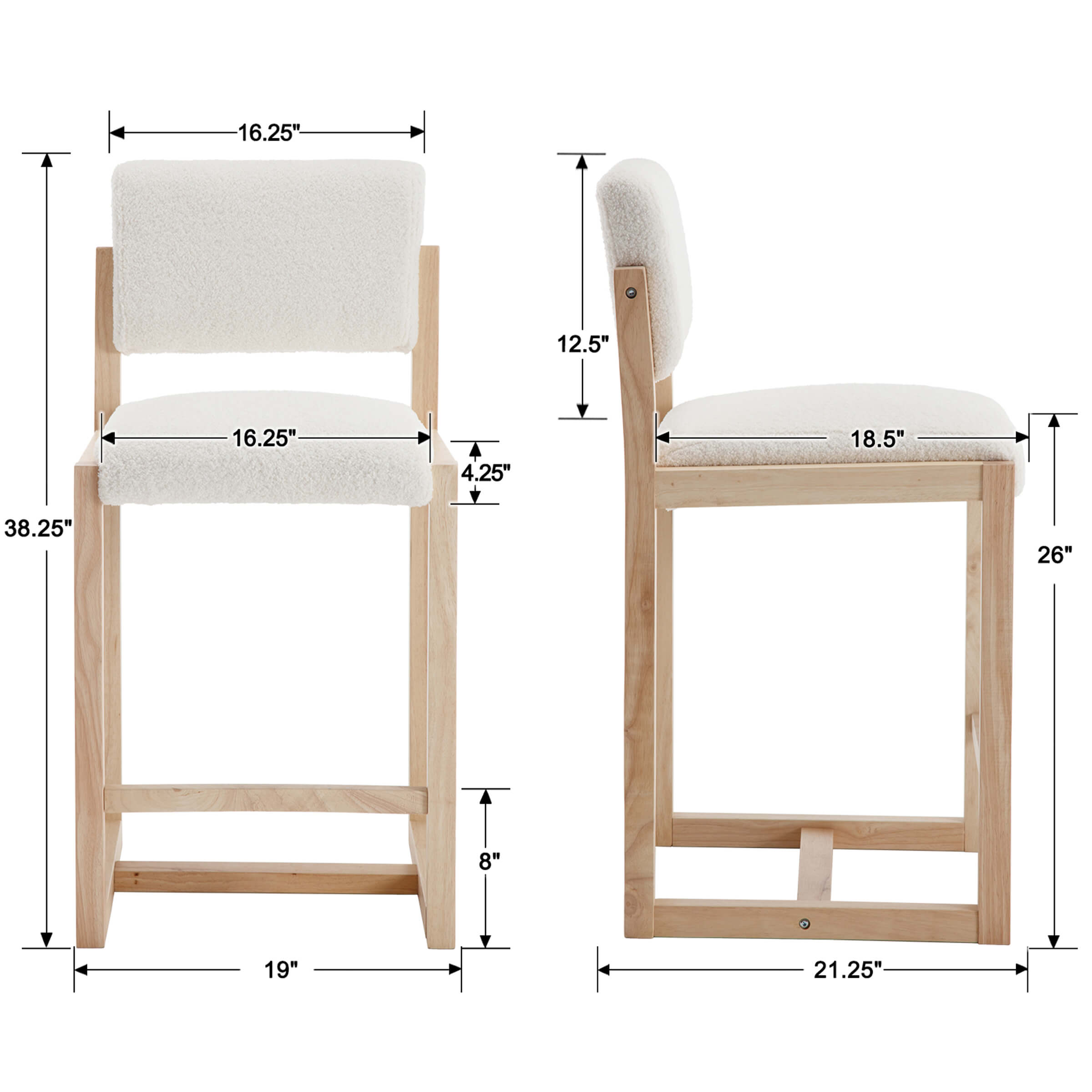 VESCASA 26" Modern Bar Stools Set of 2 - 5787CS