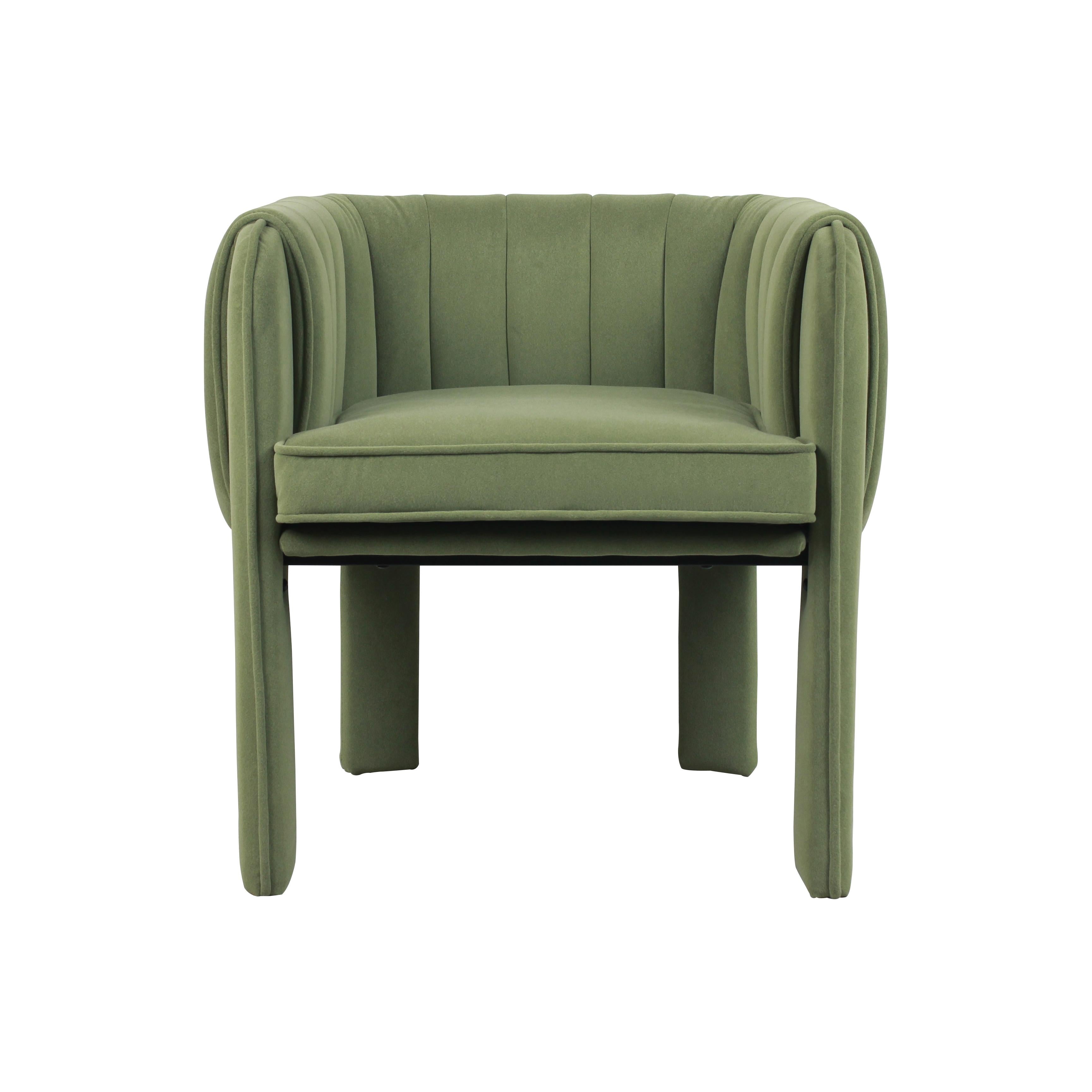 Modern Channel Tufted Velvet Accent Chair with Wrapped Legs