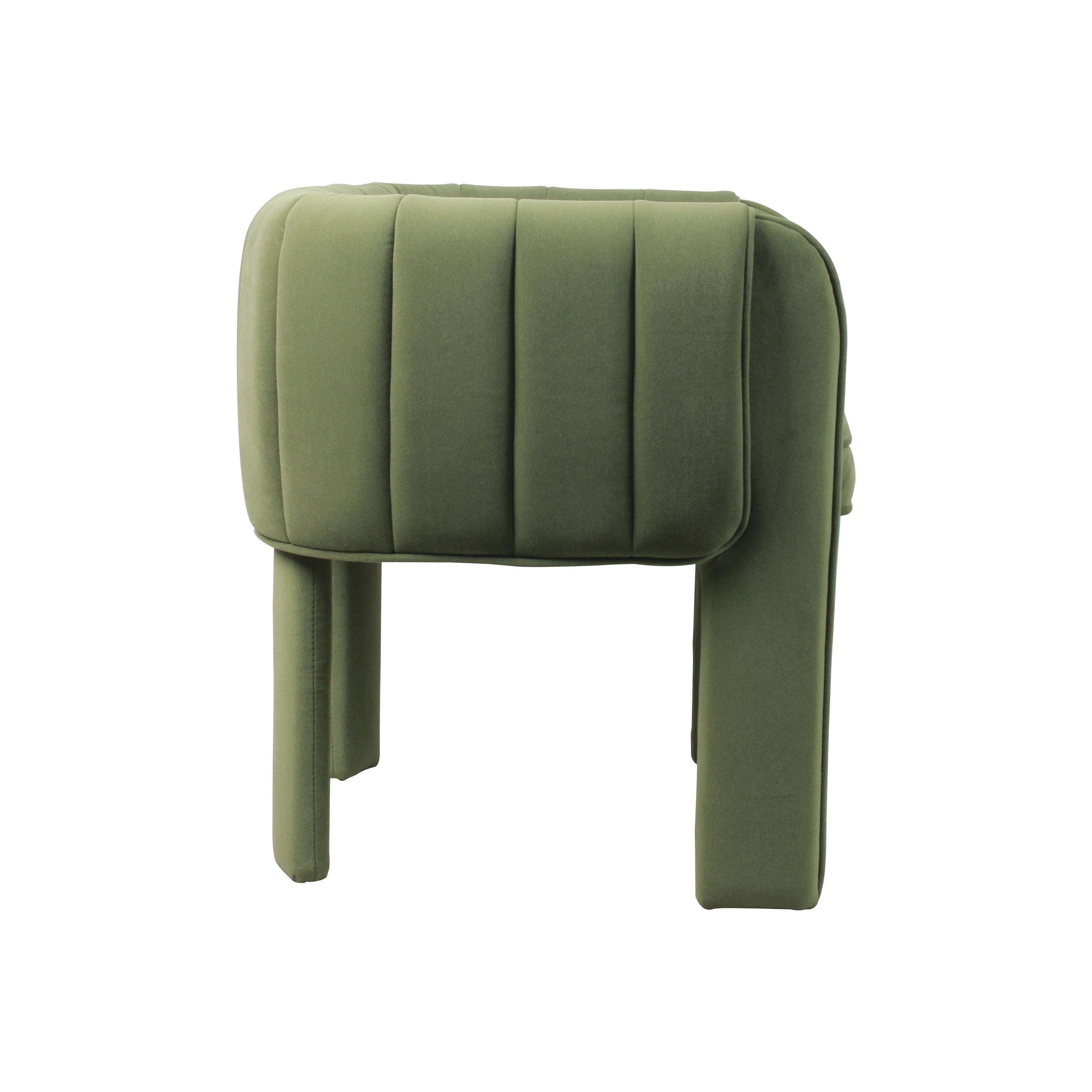 Modern Channel Tufted Velvet Accent Chair with Wrapped Legs