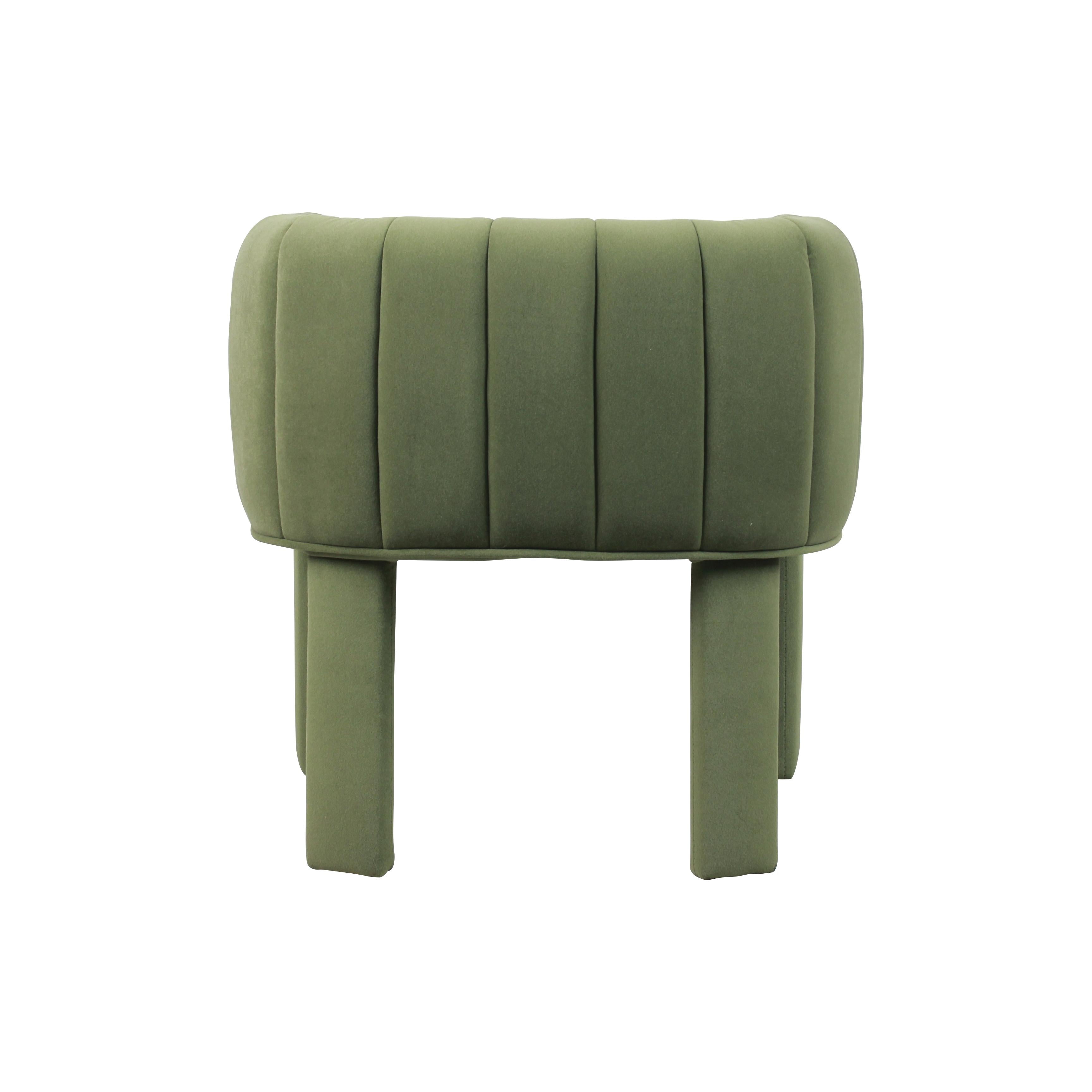 Modern Channel Tufted Velvet Accent Chair with Wrapped Legs