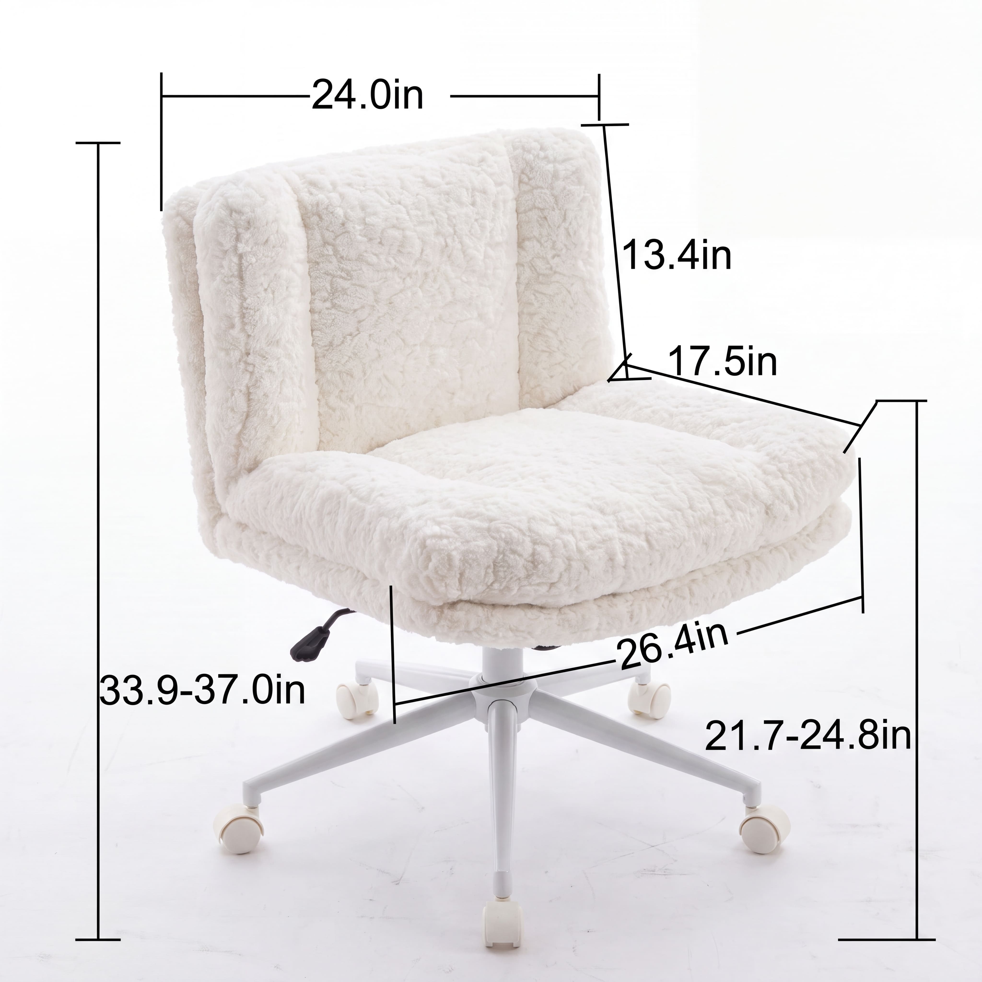 Modern Cream Faux Fur Swivel Office Chair