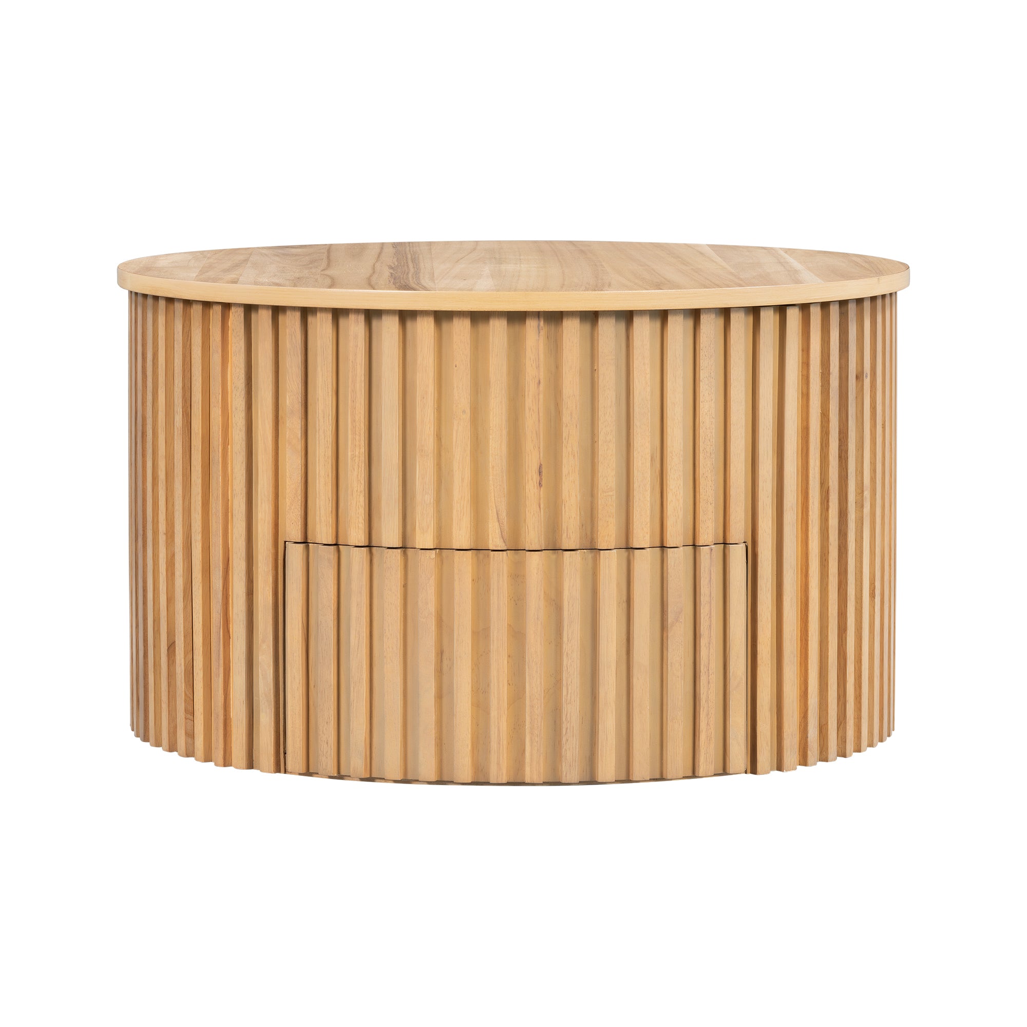 29.8" Round Lift Top Coffee Table with Storage & Fluted Base