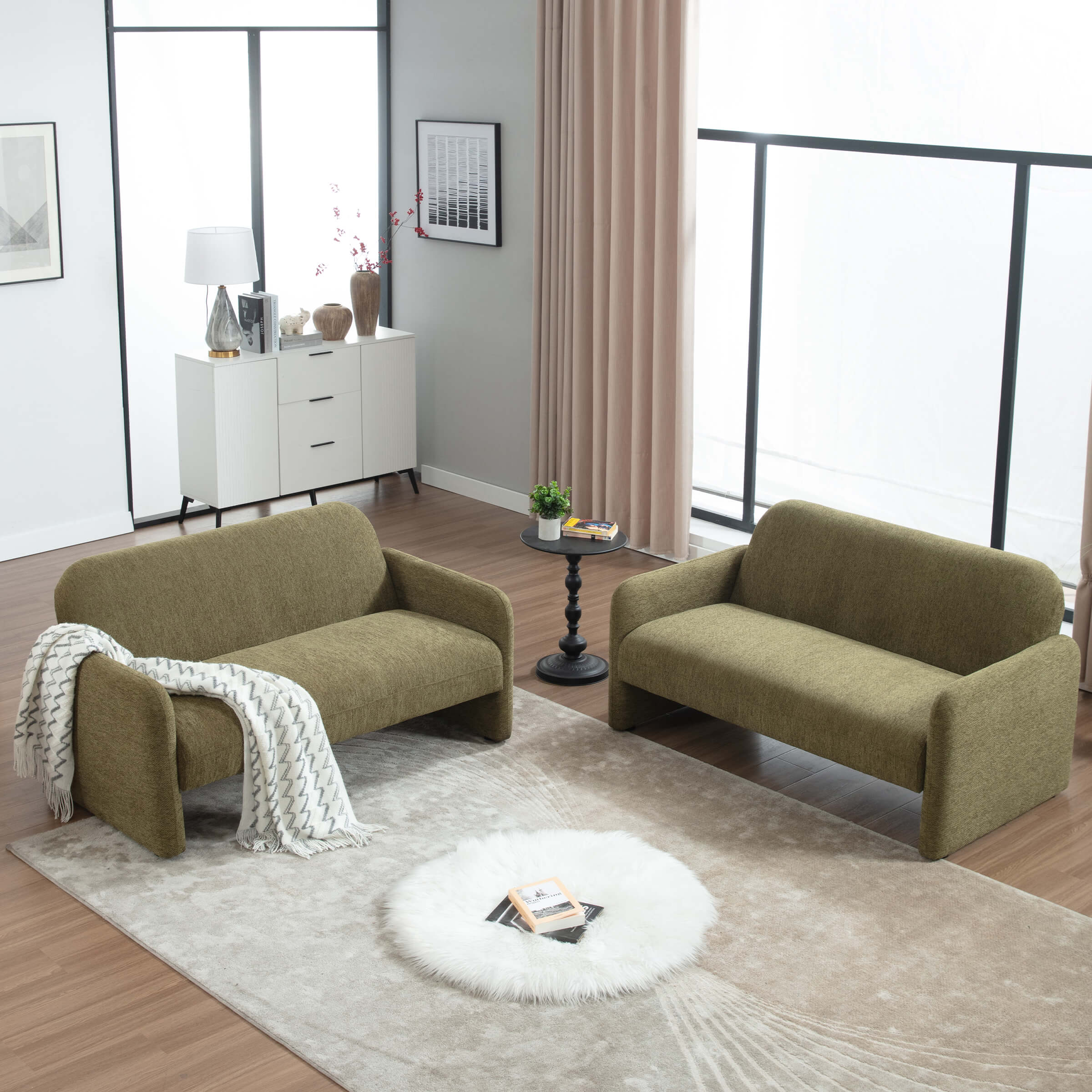 ROCITY 55''W Modern Green Small Couch Love Seat Sofa - 1024SF