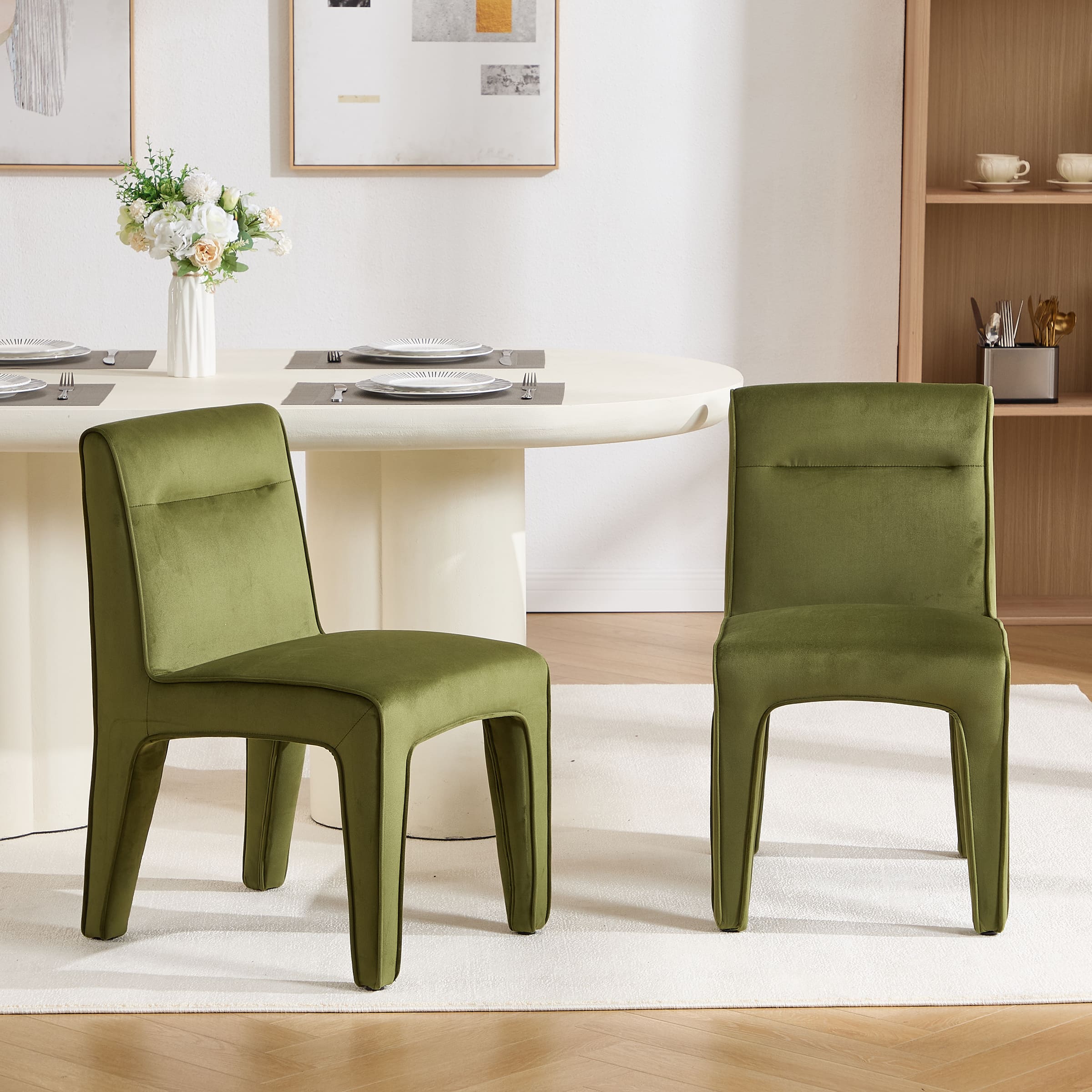 ROCITY Modern Minimalist Armless Dining Chairs Set of 2 - 6614DC