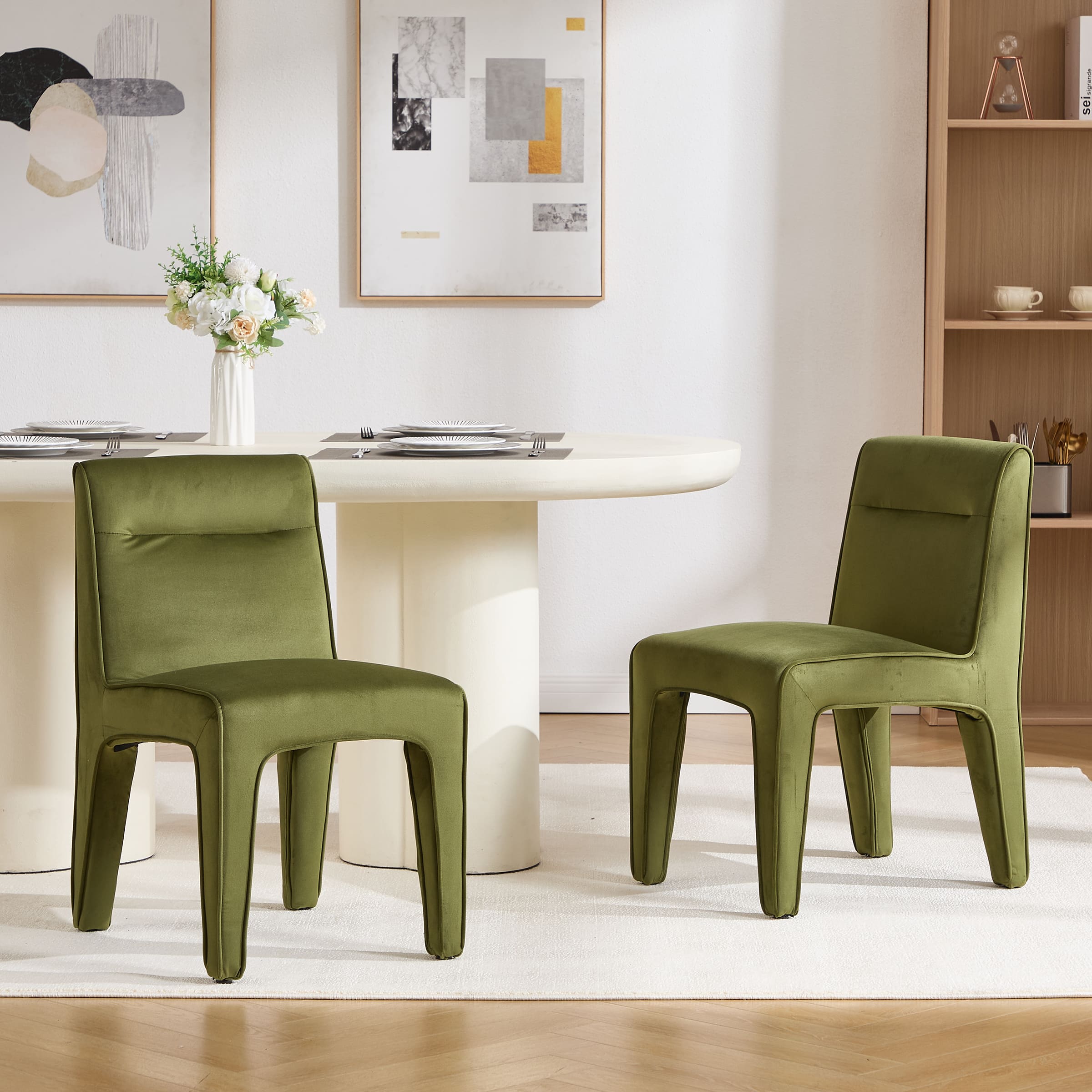 ROCITY Modern Minimalist Armless Dining Chairs Set of 2 - 6614DC