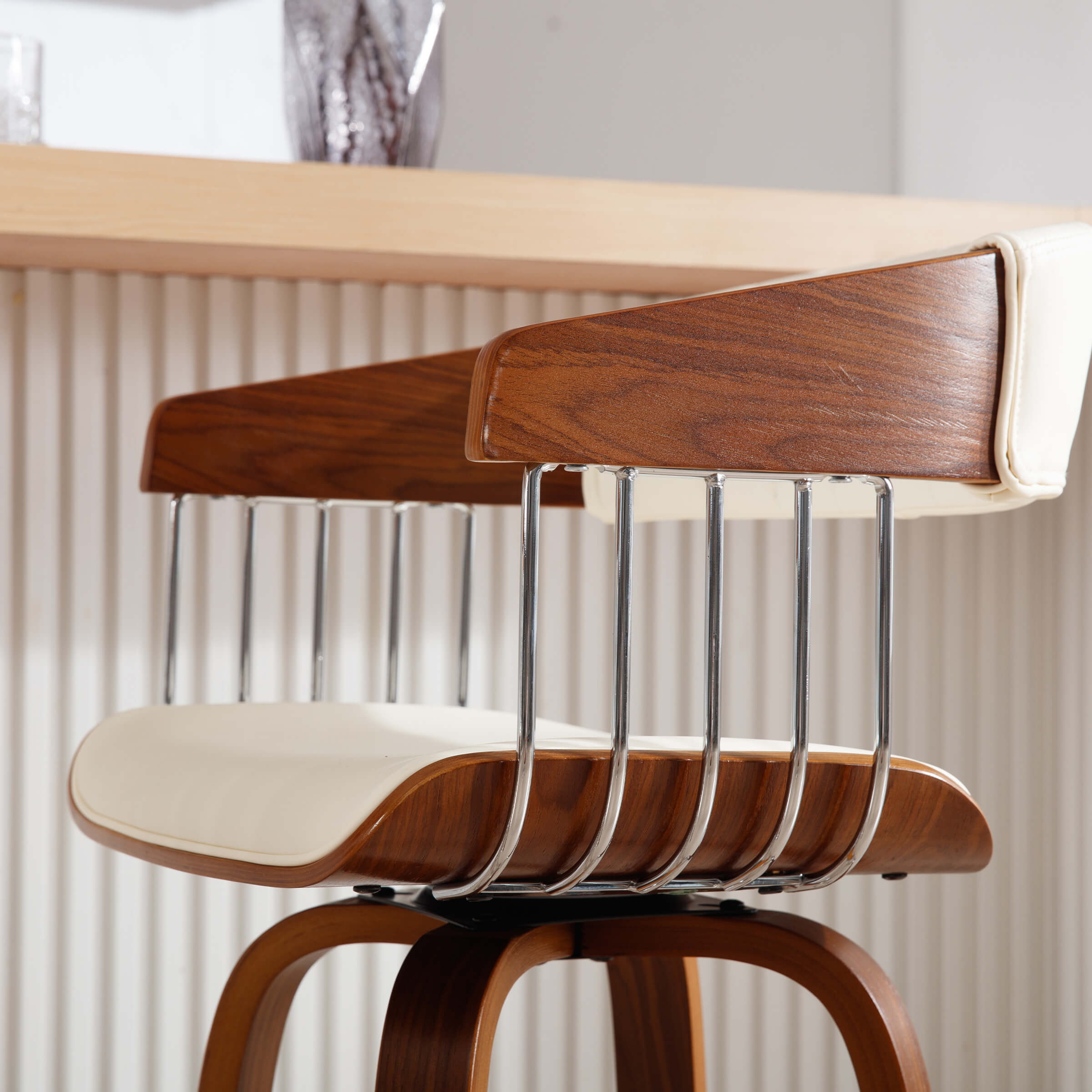 VESCASA 26"H Swivel Wood Legs Counter Stools Set of 2 - 3111CS