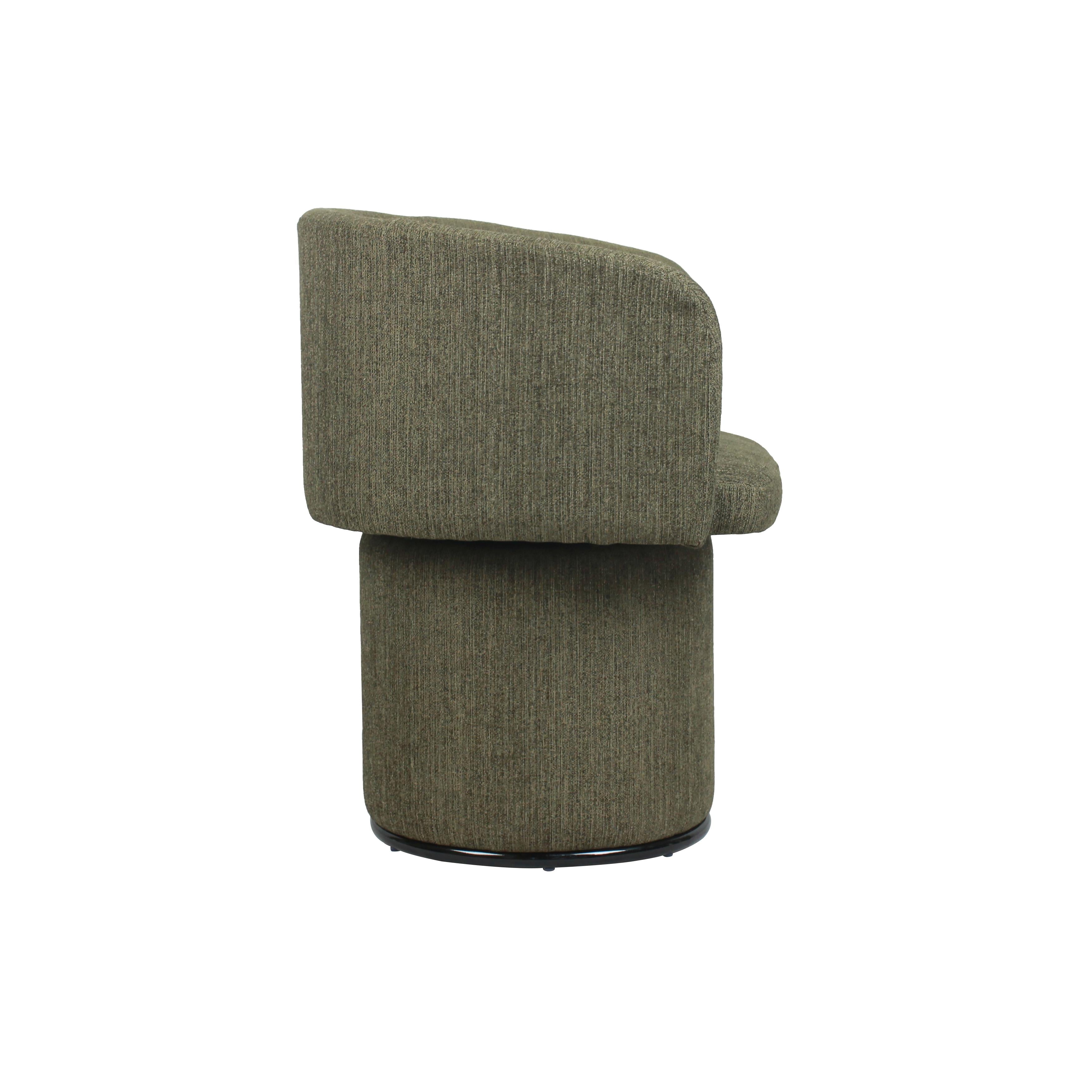 Modern Swivel Linen Dining Chair with Curved Bentwood Backrest