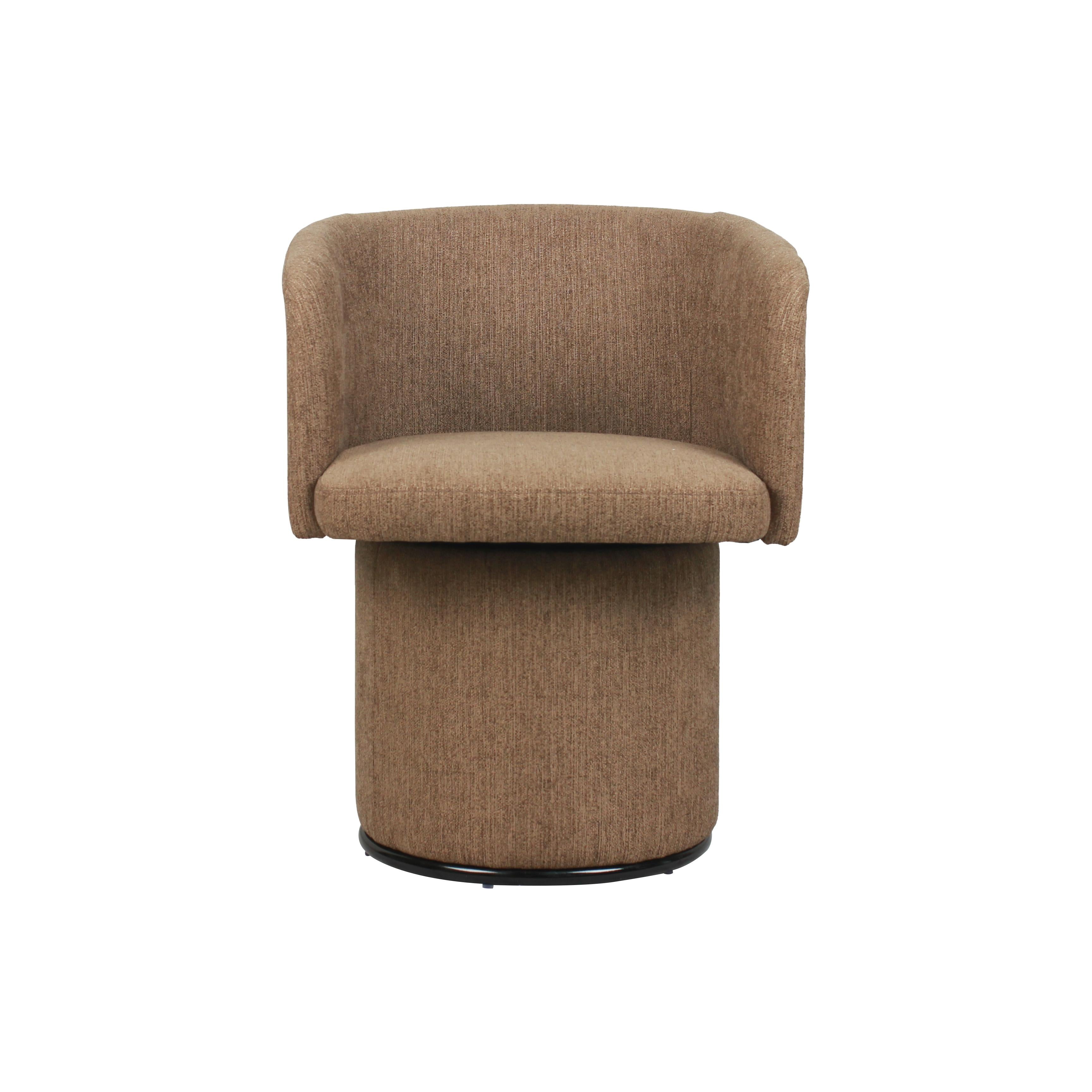 Modern Swivel Linen Dining Chair with Curved Bentwood Backrest