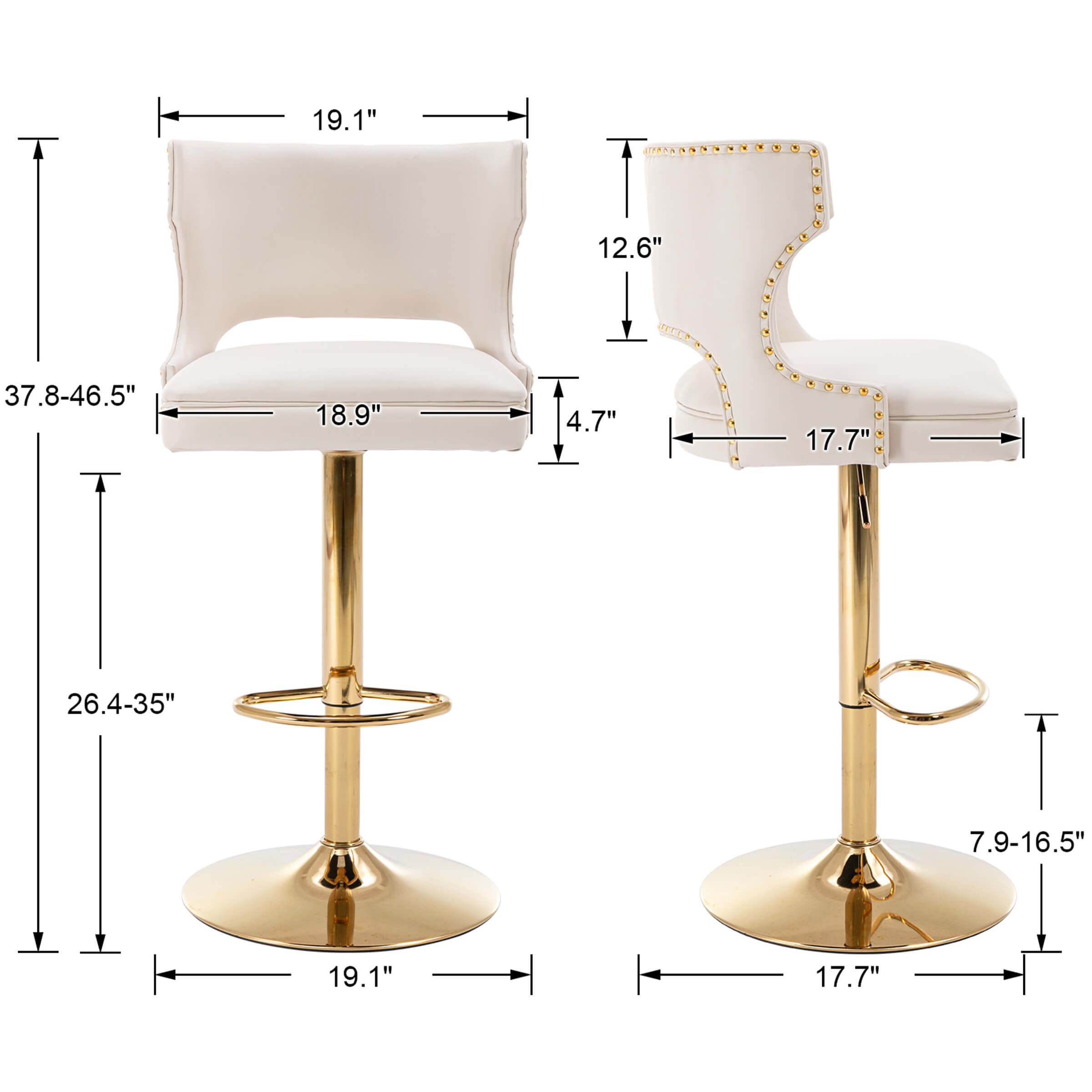 CHICAURA Modern Swivel Bar Stools with Back Set of 2 - X118AB