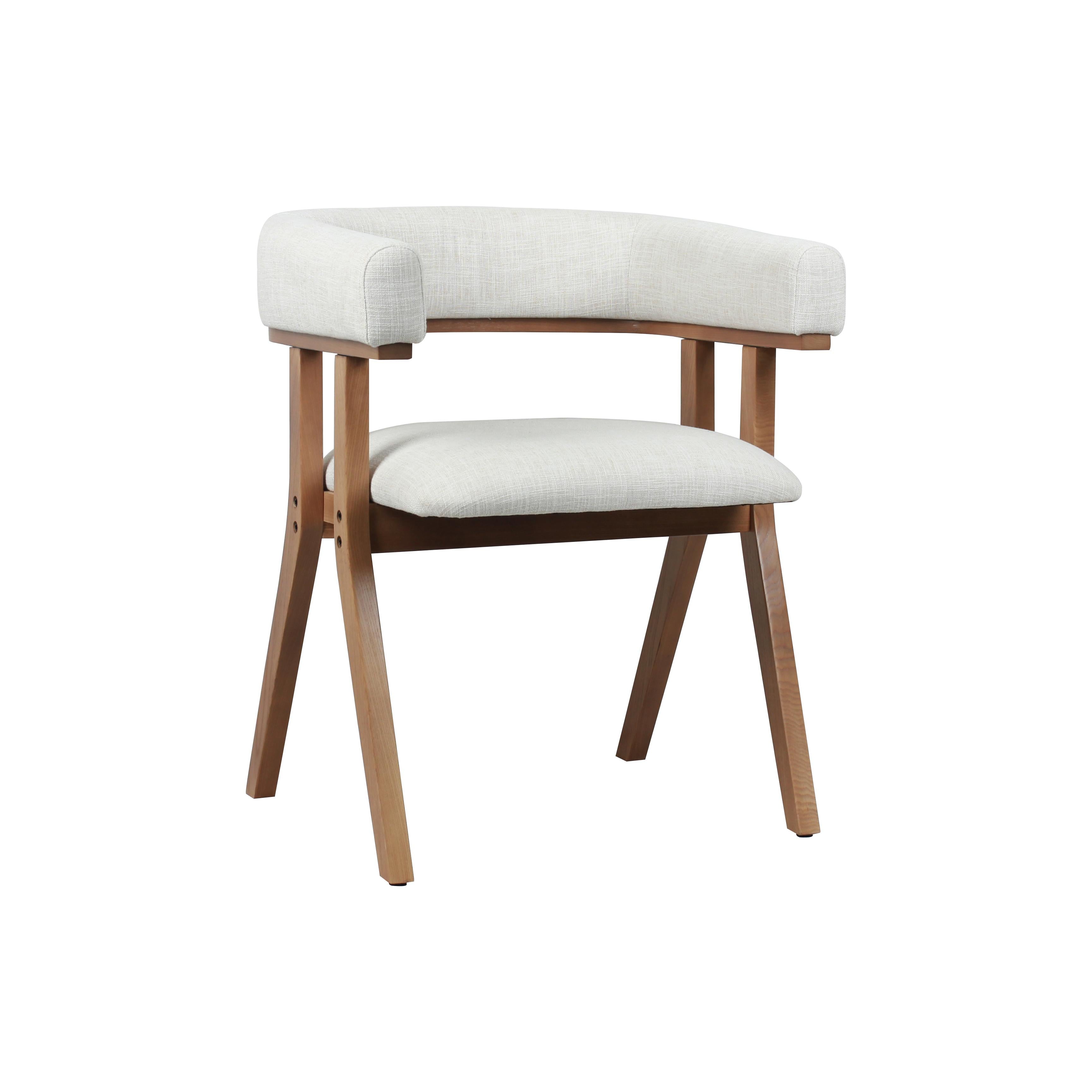 Modern Upholstered Dining Chairs Set of 2 with Solid Ash Wood Legs