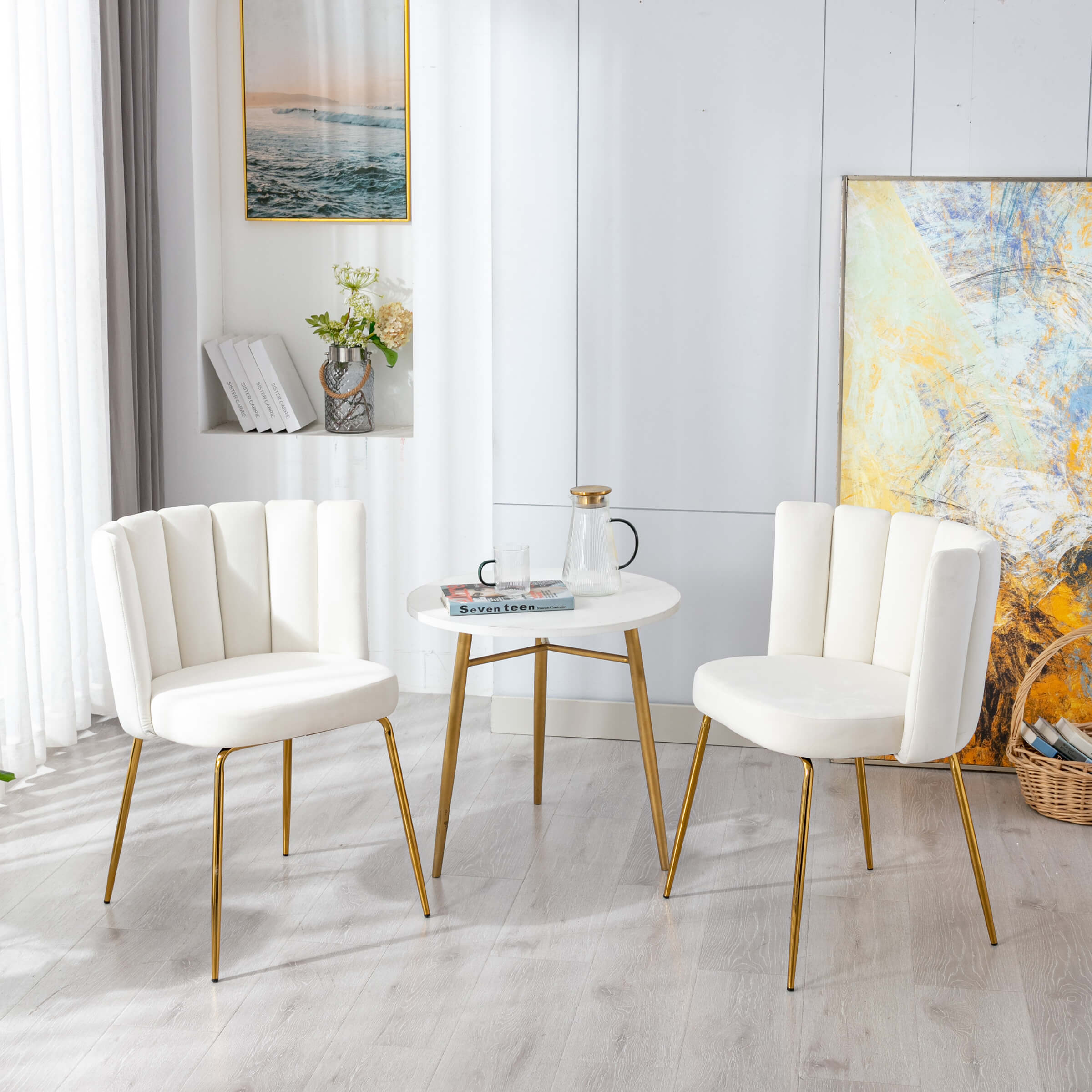 CHICAURA Modern Metal Legs Dining Chairs Set of 2 - 9029DC