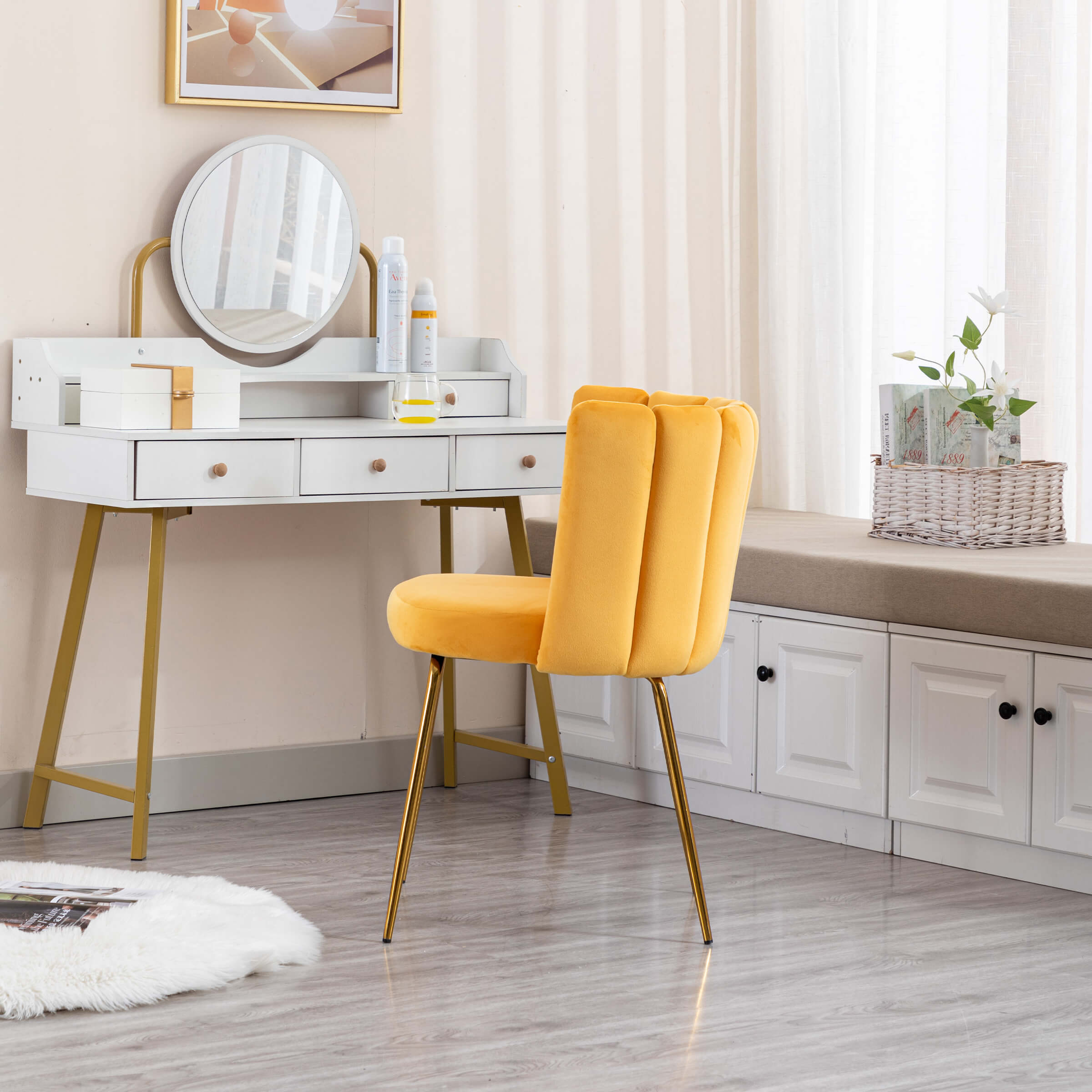 CHICAURA Modern Metal Legs Dining Chairs Set of 2 - 9029DC