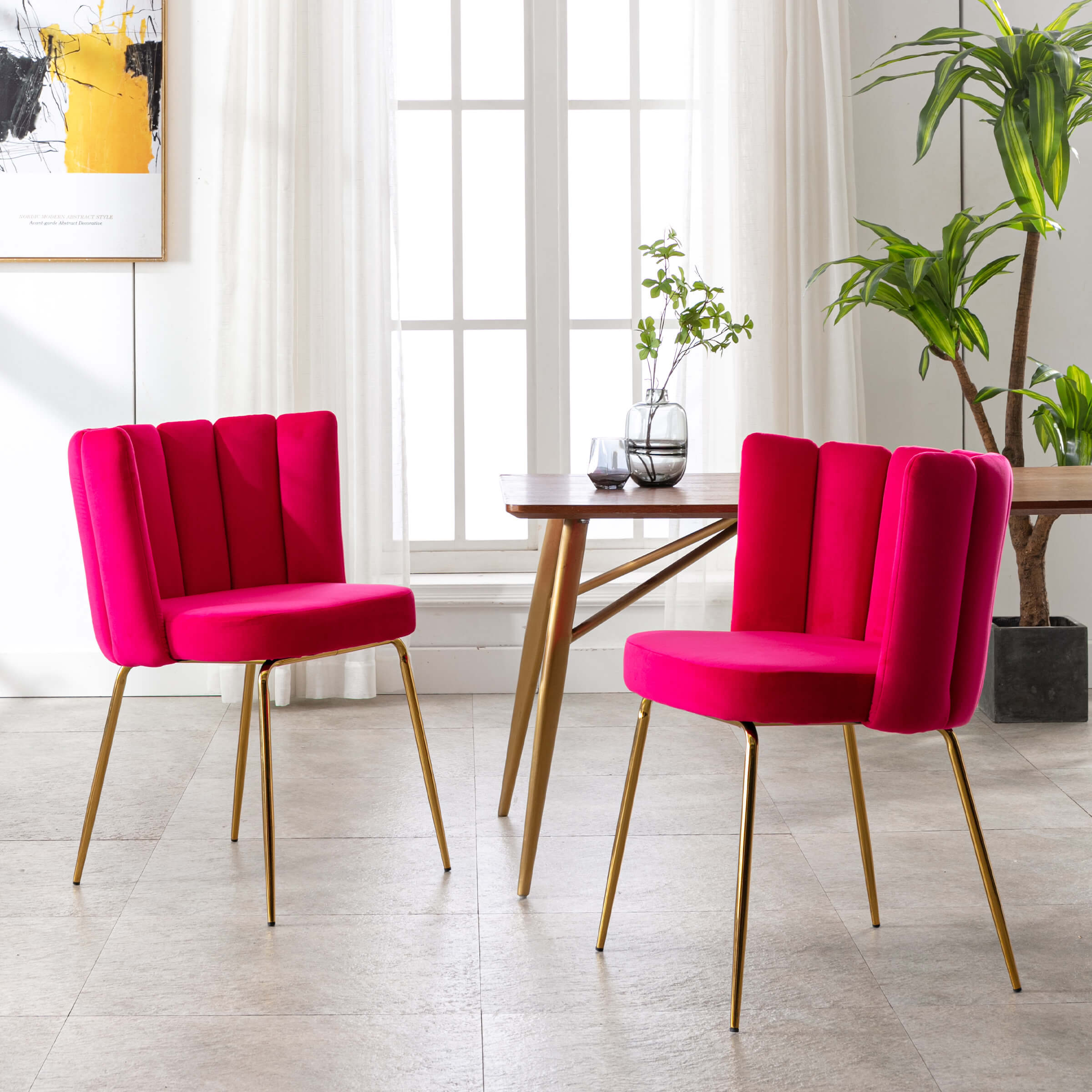 CHICAURA Modern Metal Legs Dining Chairs Set of 2 - 9029DC