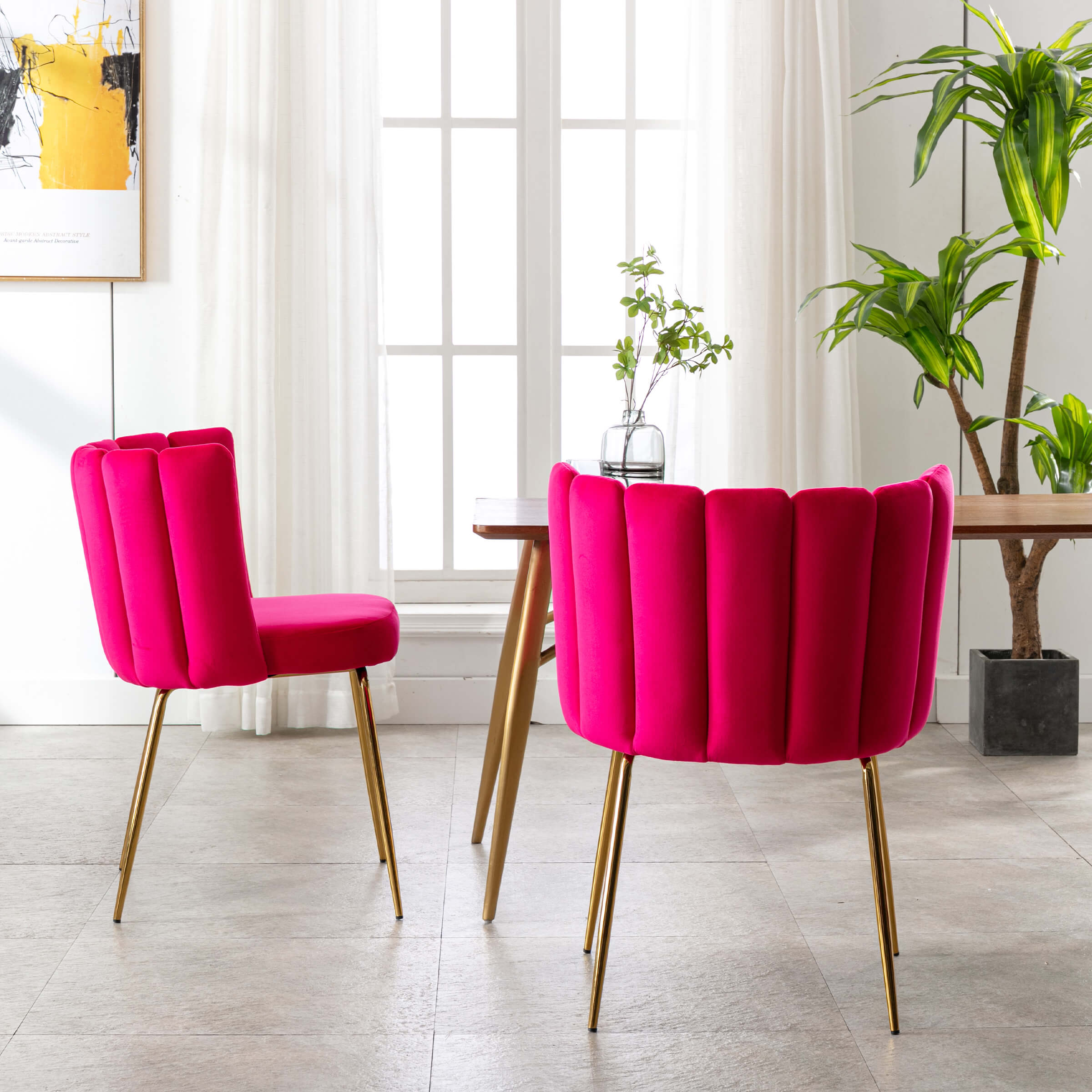 CHICAURA Modern Metal Legs Dining Chairs Set of 2 - 9029DC