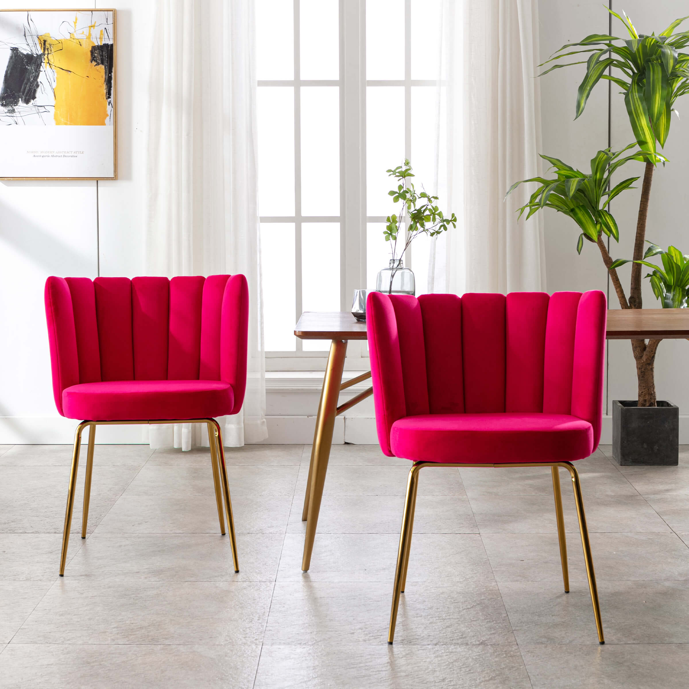 CHICAURA Modern Metal Legs Dining Chairs Set of 2 - 9029DC