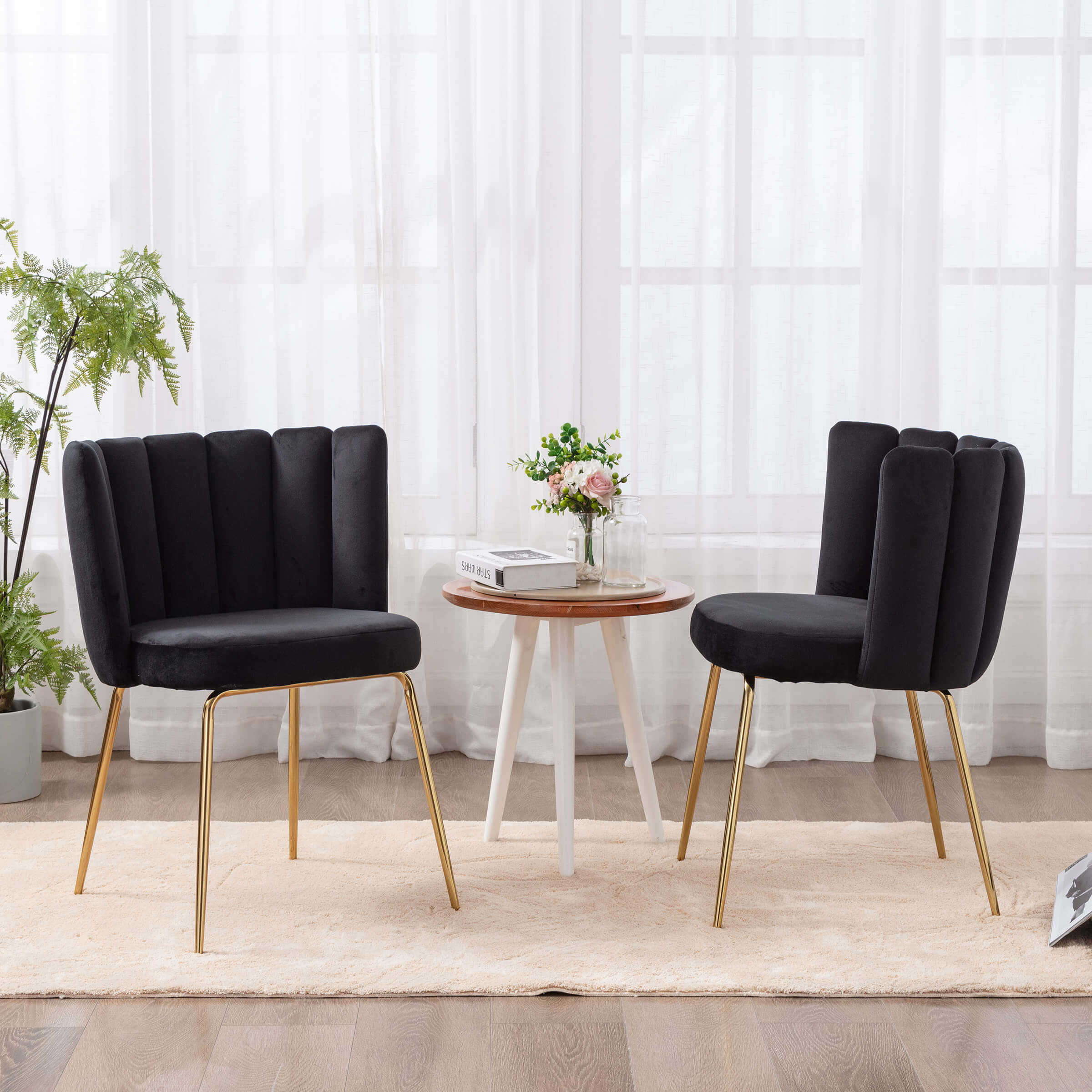 CHICAURA Modern Metal Legs Dining Chairs Set of 2 - 9029DC