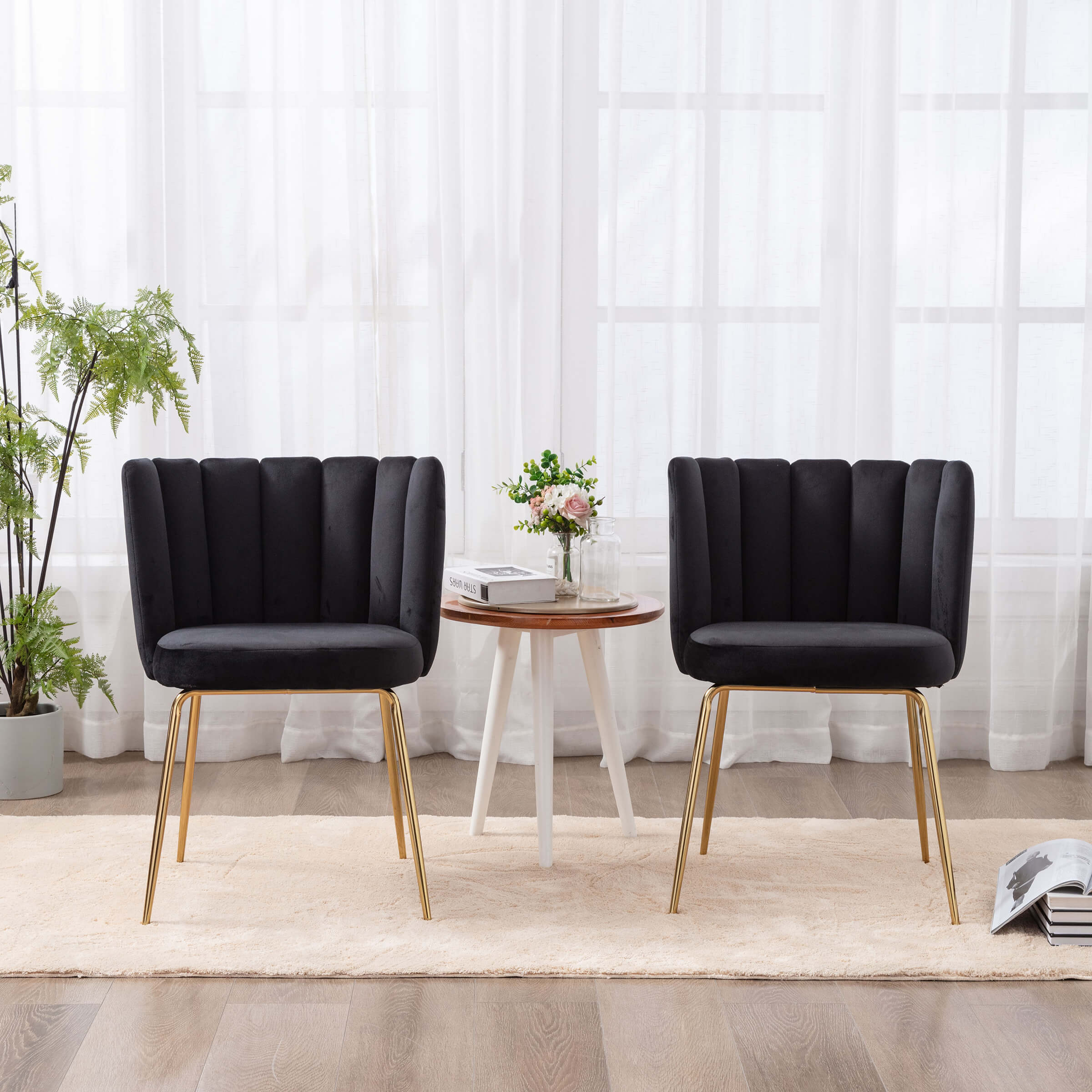 CHICAURA Modern Metal Legs Dining Chairs Set of 2 - 9029DC