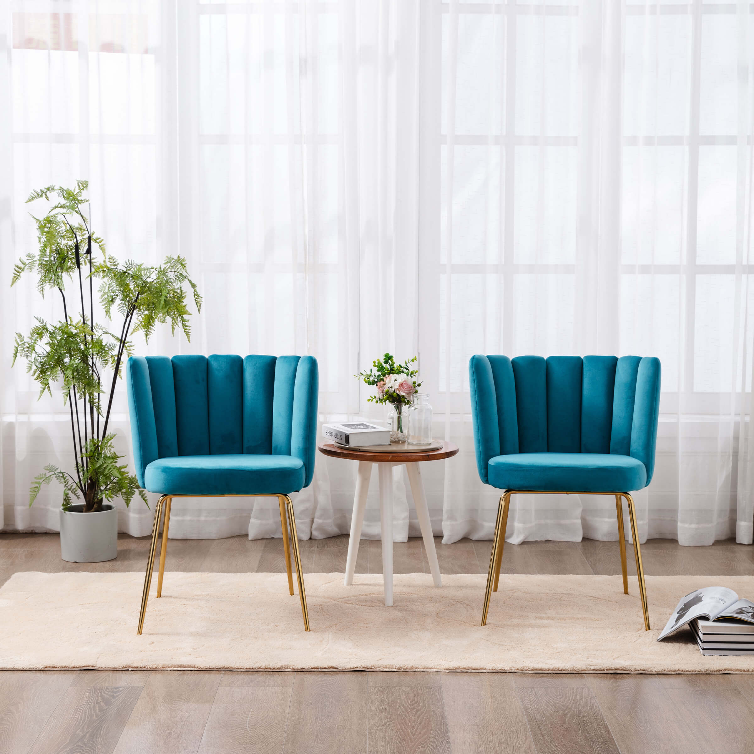 CHICAURA Modern Metal Legs Dining Chairs Set of 2 - 9029DC