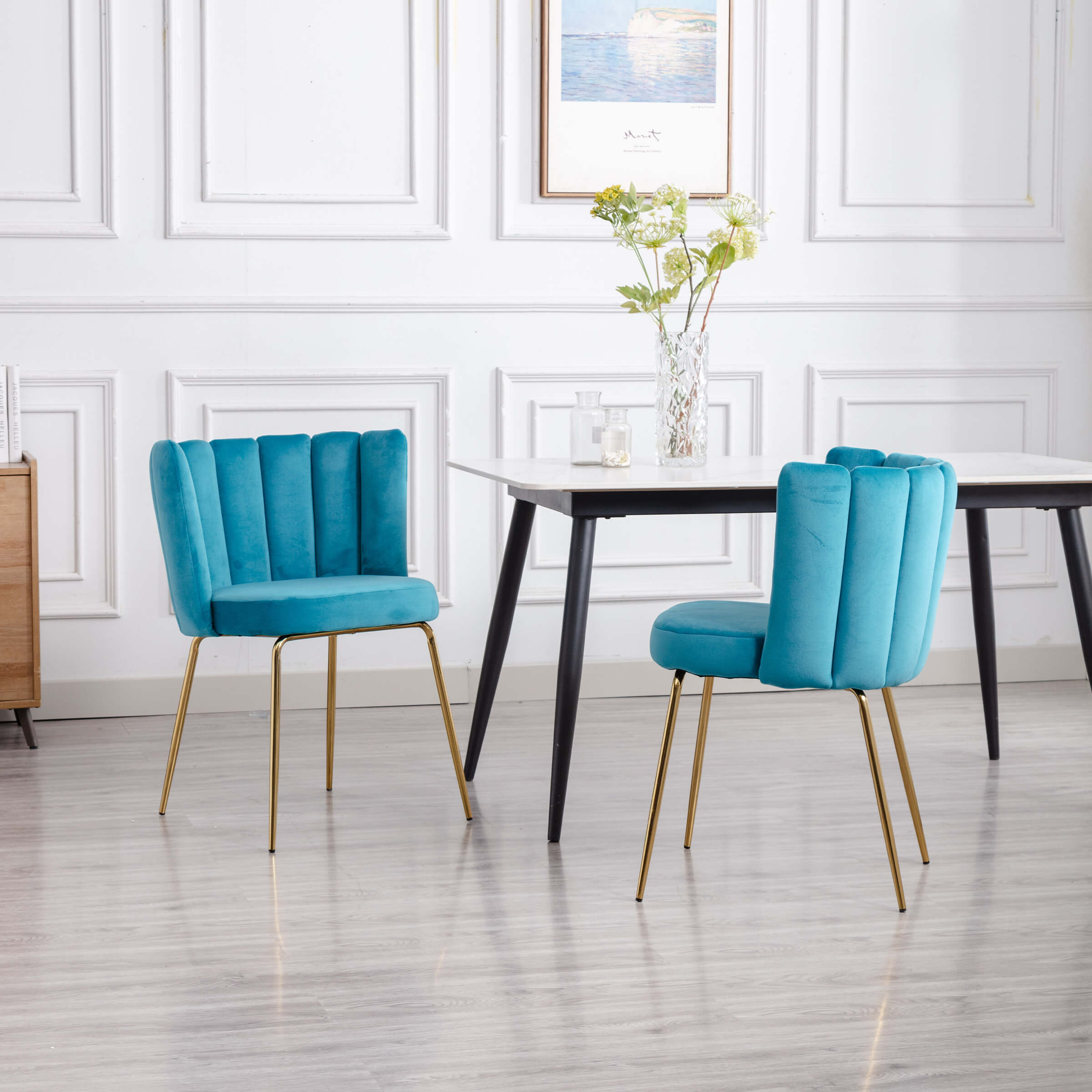 CHICAURA Modern Metal Legs Dining Chairs Set of 2 - 9029DC