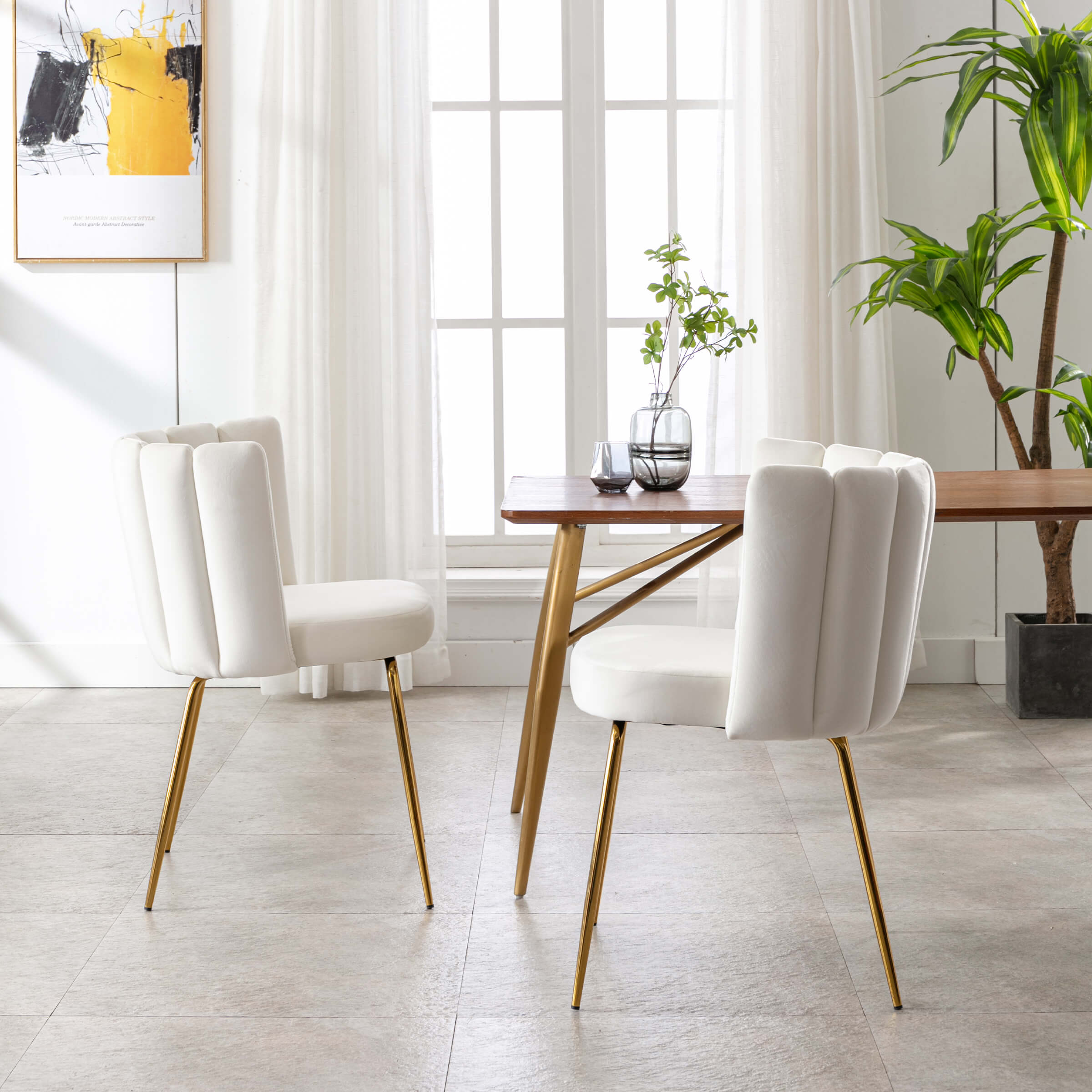 CHICAURA Modern Metal Legs Dining Chairs Set of 2 - 9029DC