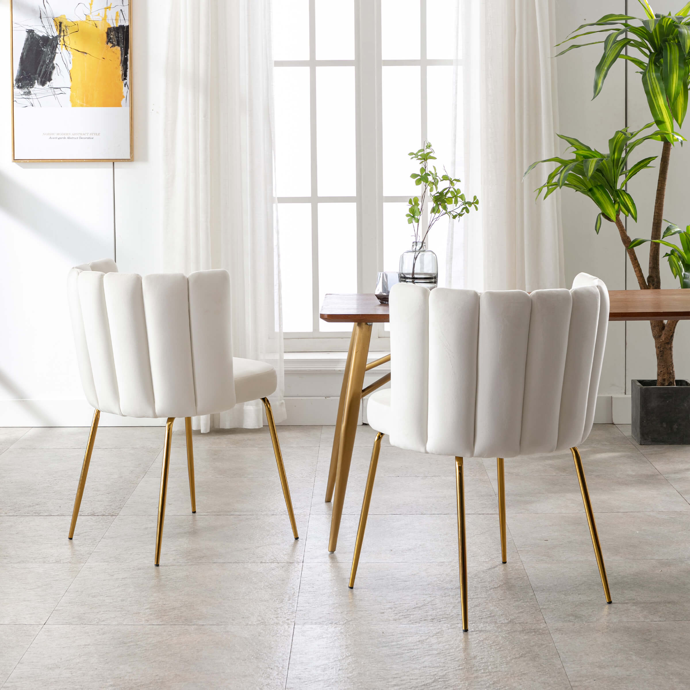 CHICAURA Modern Metal Legs Dining Chairs Set of 2 - 9029DC