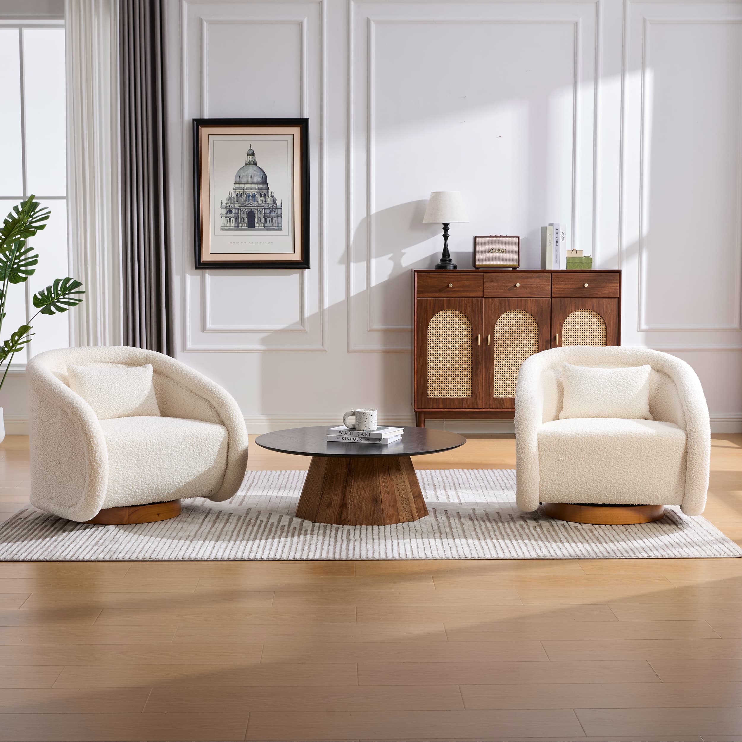 Velvet Pumpkin 360° Swivel Barrel Accent Chair