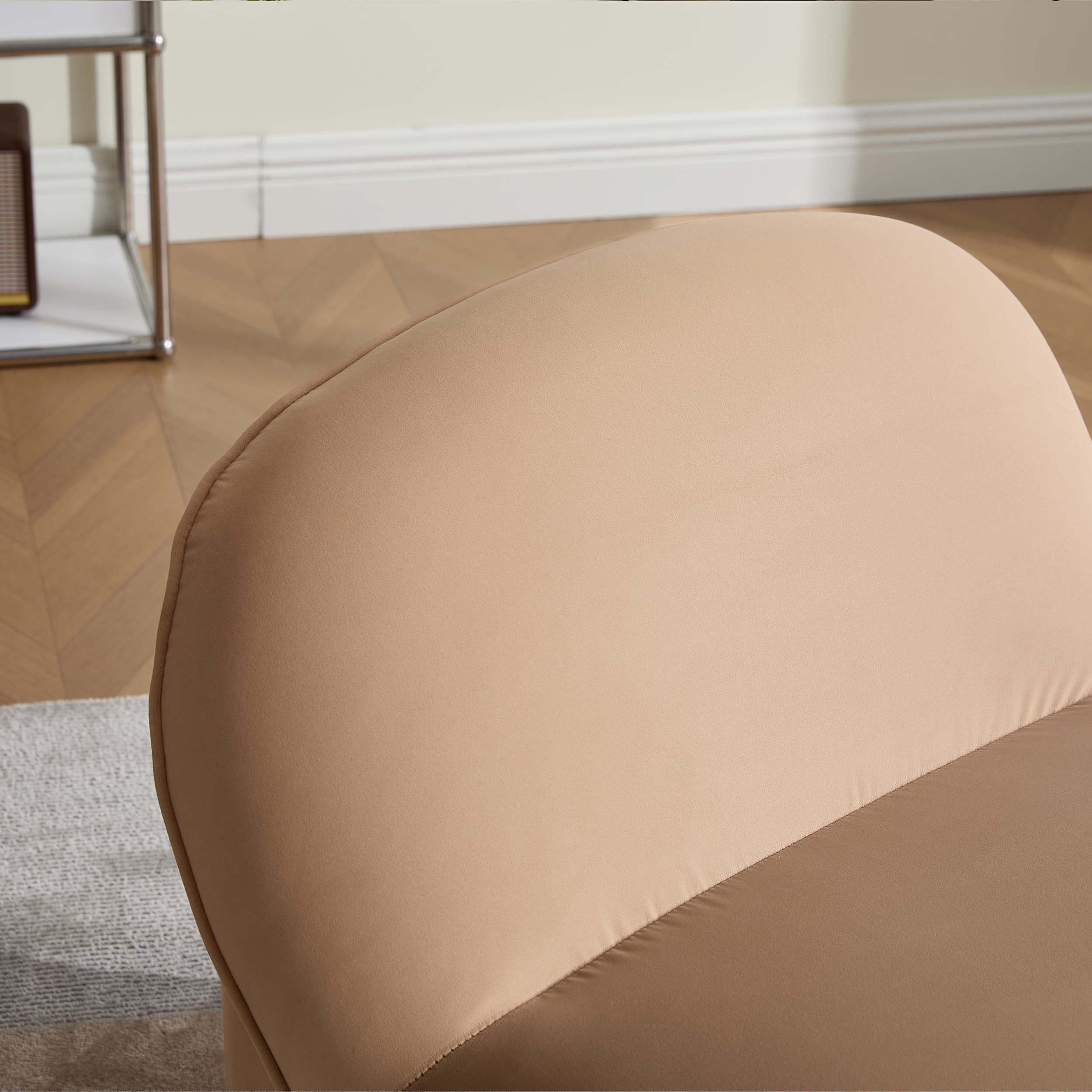 360° Swivel Velvet Pumpkin Barrel Chair with Metal Base