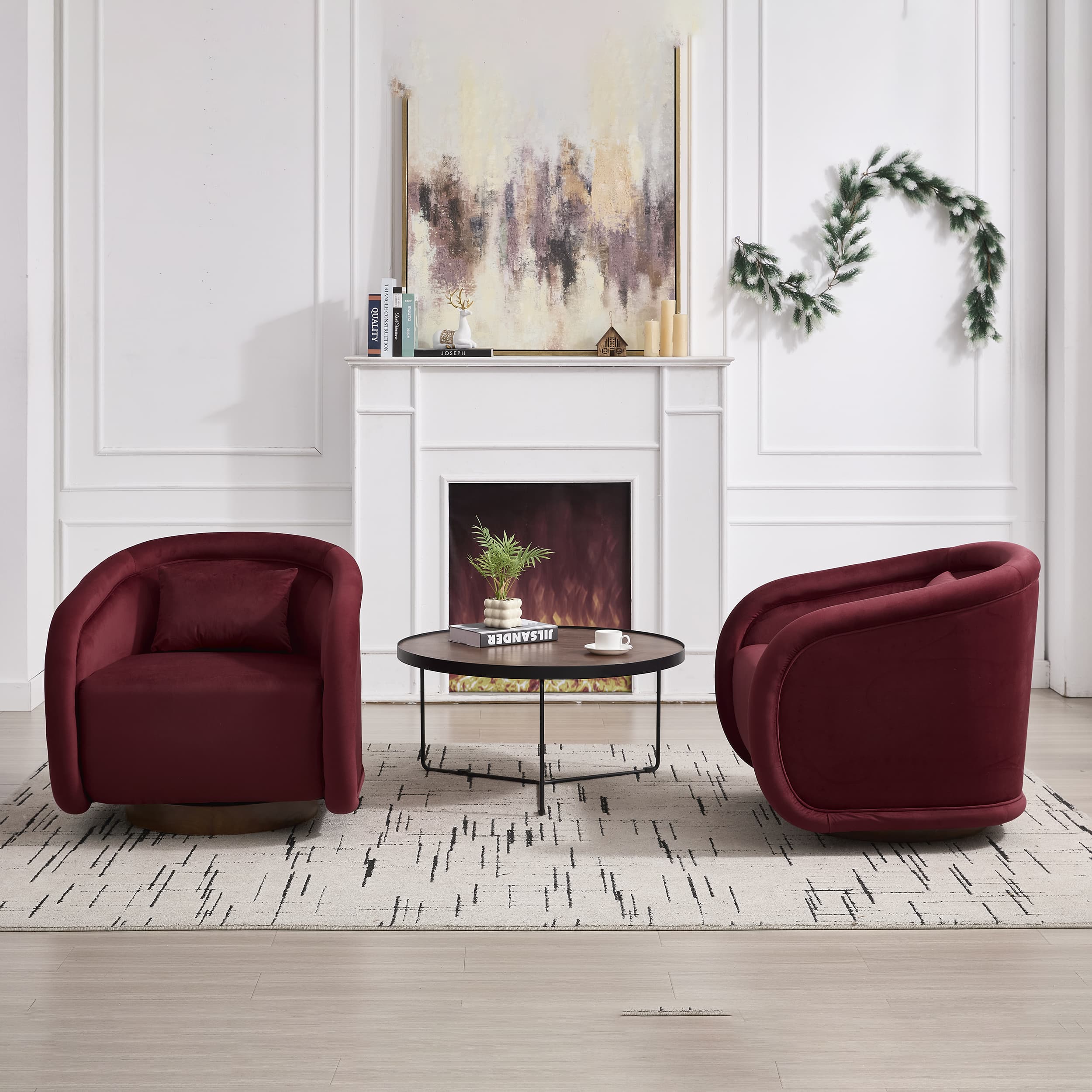 Velvet Pumpkin 360° Swivel Barrel Accent Chair