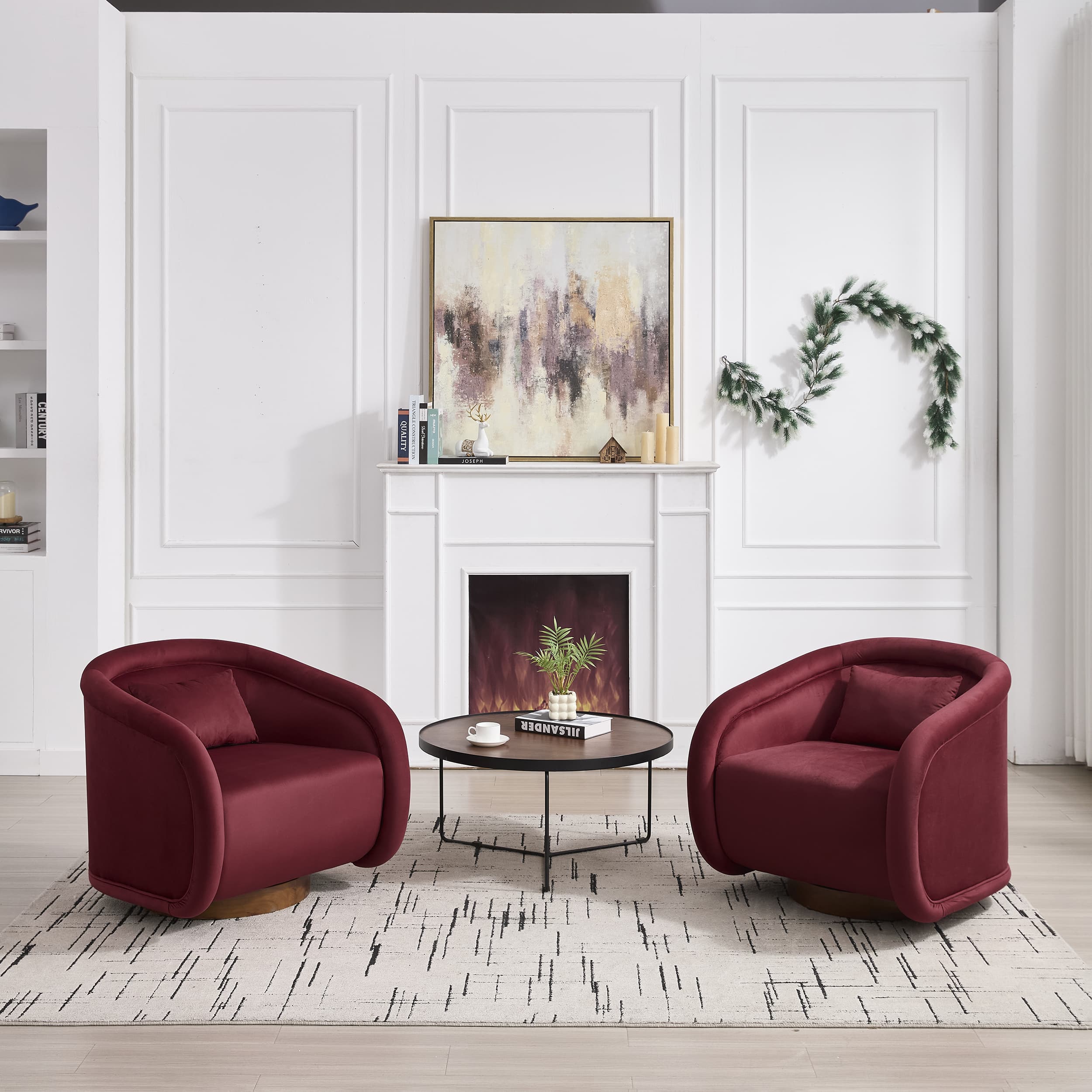 Velvet Pumpkin 360° Swivel Barrel Accent Chair