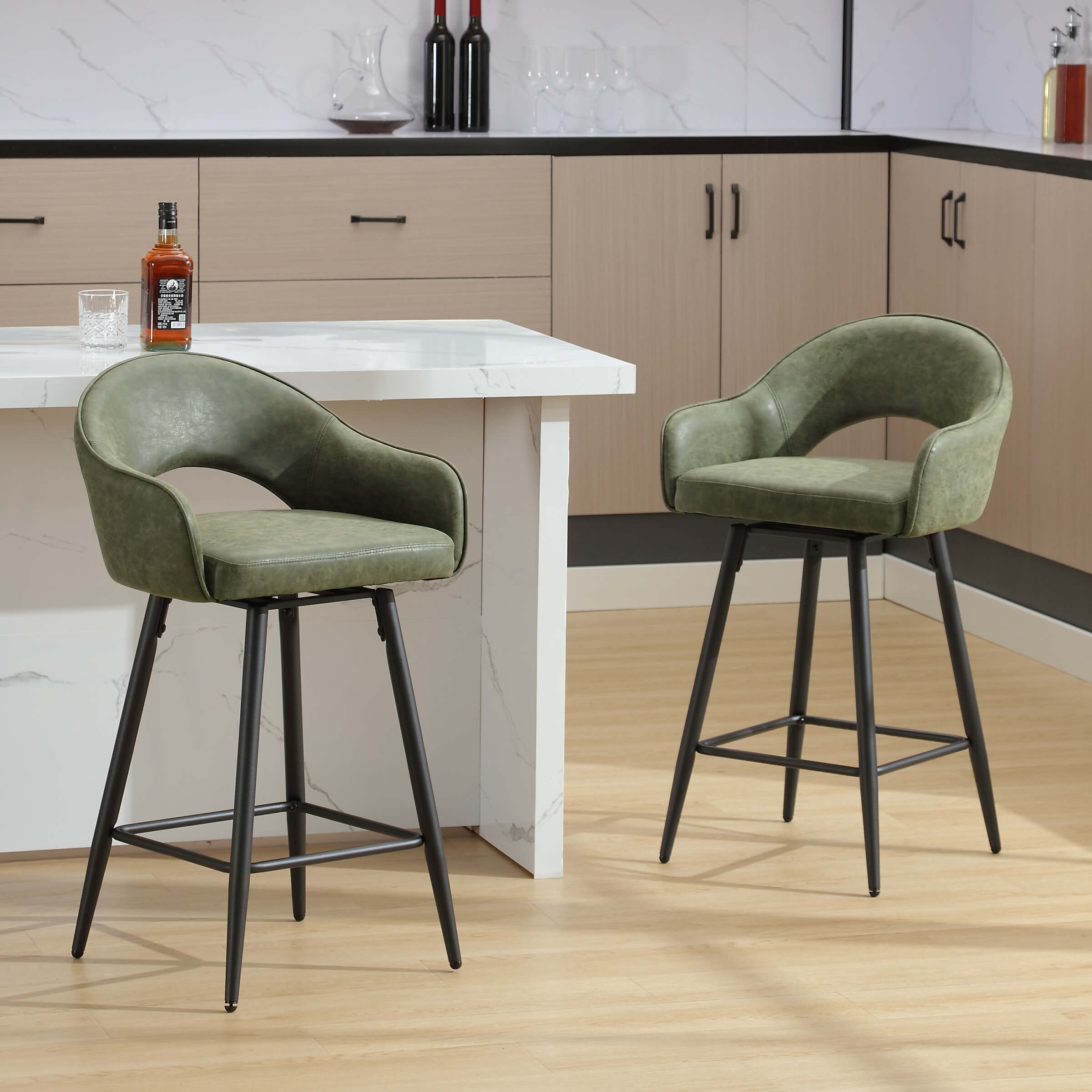 ROCITY 27"H Swivel Upholstered Counter Stools Set of 2 - 2310CS